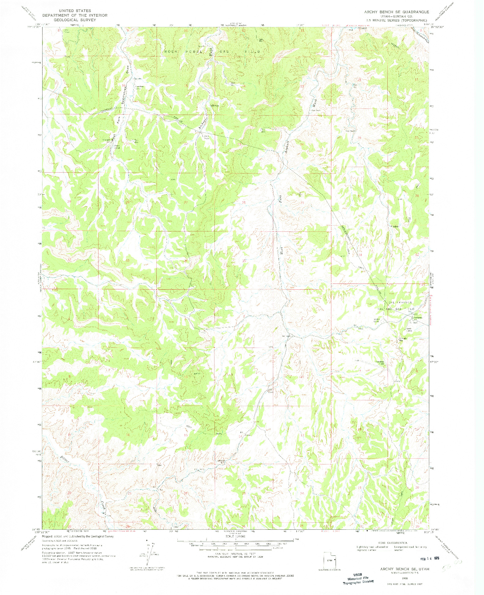 USGS 1:24000-SCALE QUADRANGLE FOR ARCHY BENCH SE, UT 1968