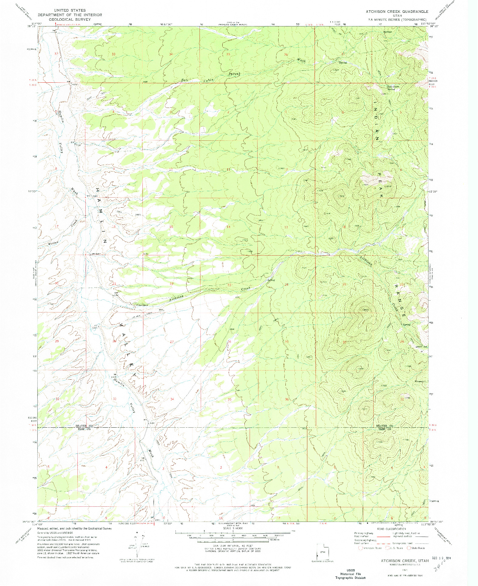 USGS 1:24000-SCALE QUADRANGLE FOR ATCHISON CREEK, UT 1971