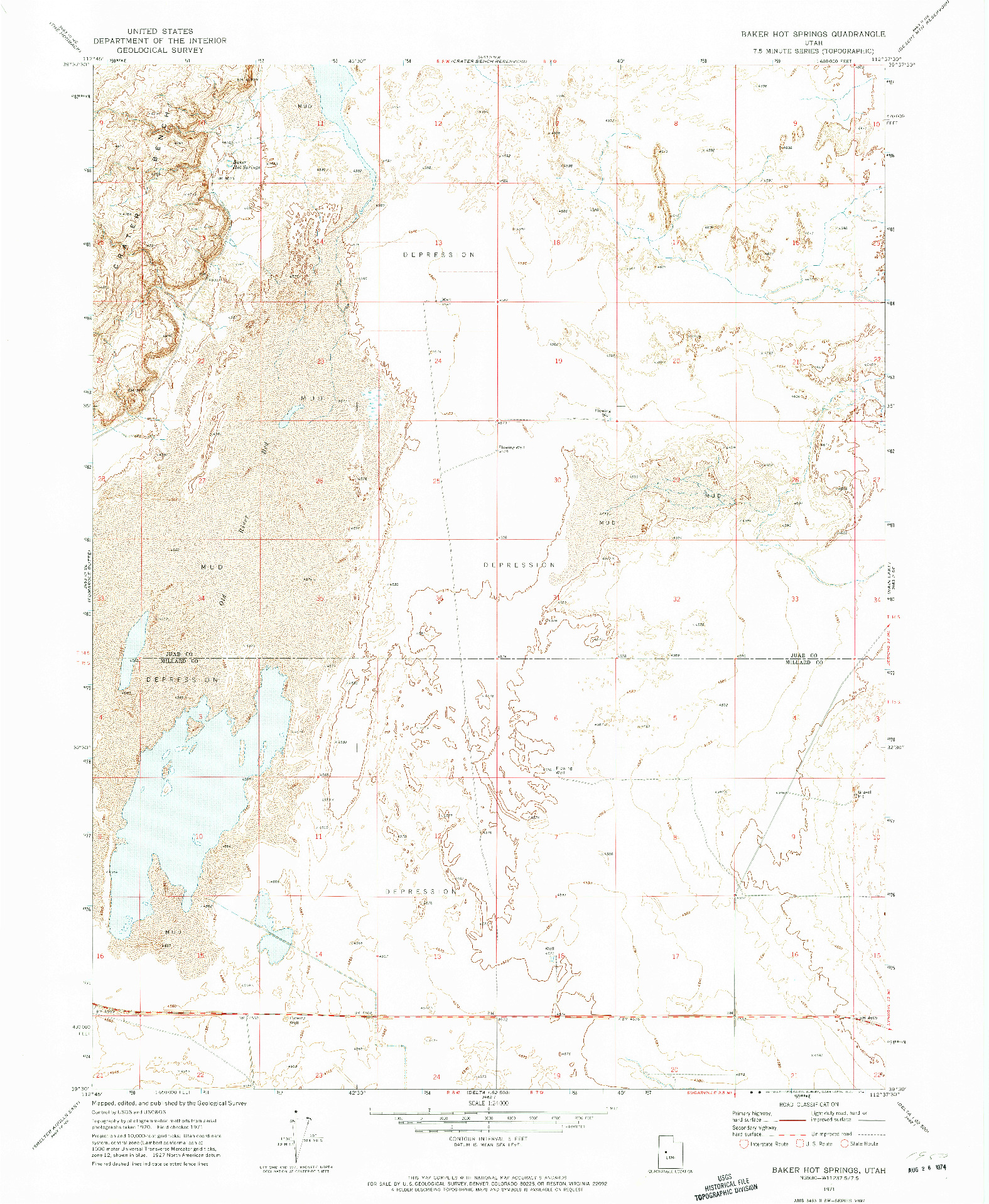 USGS 1:24000-SCALE QUADRANGLE FOR BAKER HOT SPRINGS, UT 1971
