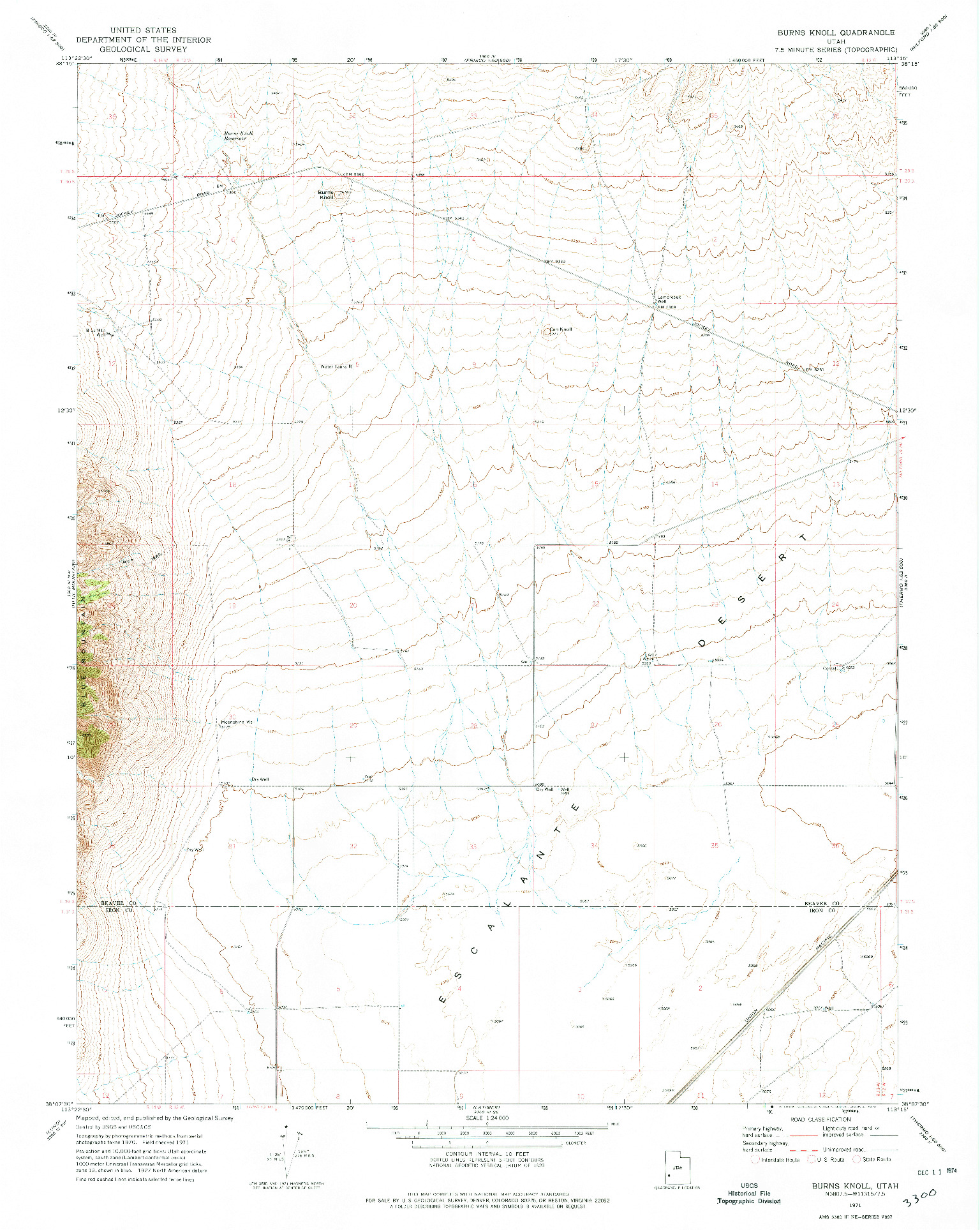 USGS 1:24000-SCALE QUADRANGLE FOR BURNS KNOLL, UT 1971