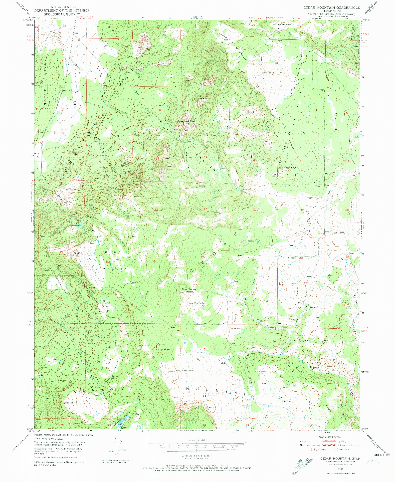 USGS 1:24000-SCALE QUADRANGLE FOR CEDAR MOUNTAIN, UT 1950