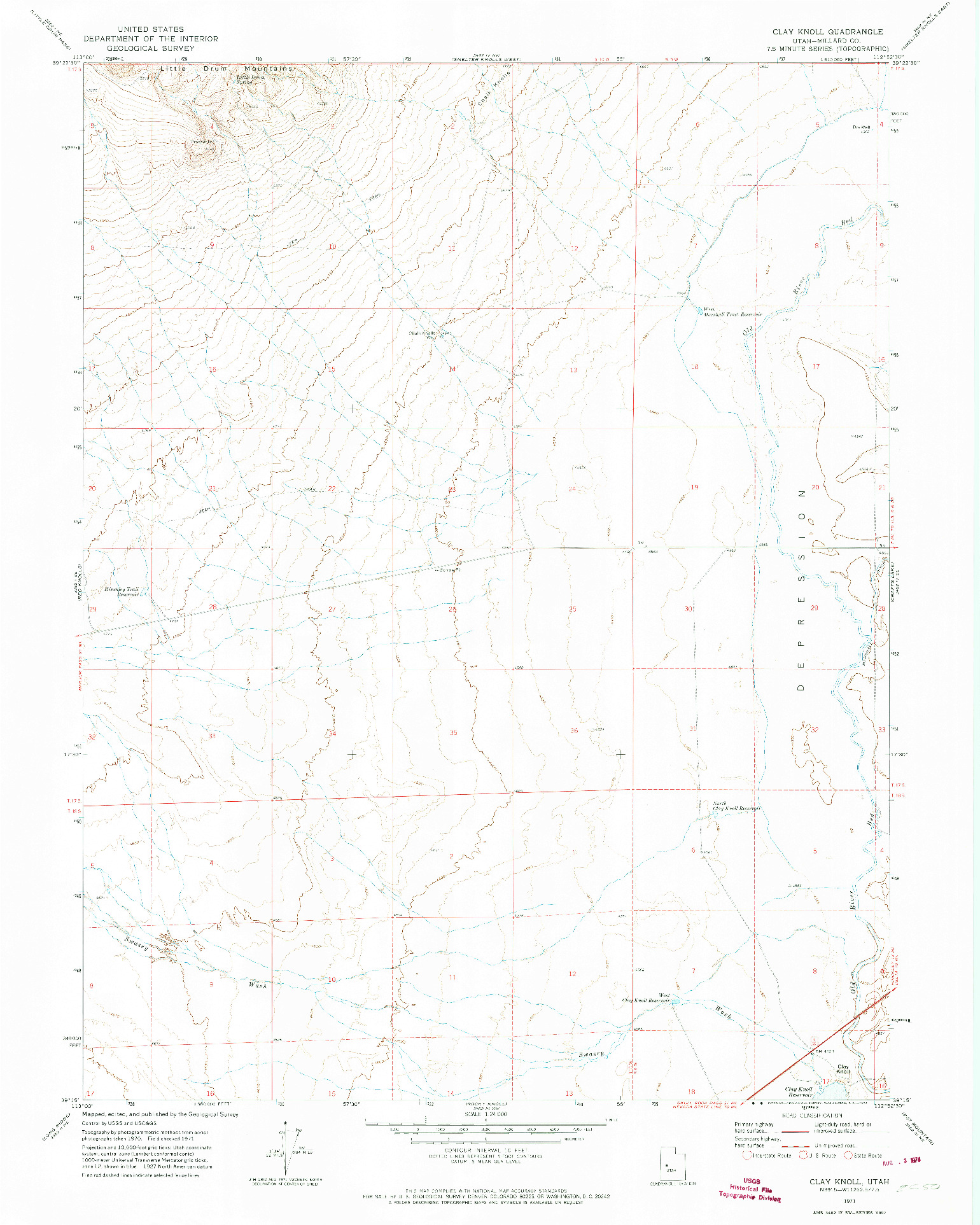 USGS 1:24000-SCALE QUADRANGLE FOR CLAY KNOLL, UT 1971