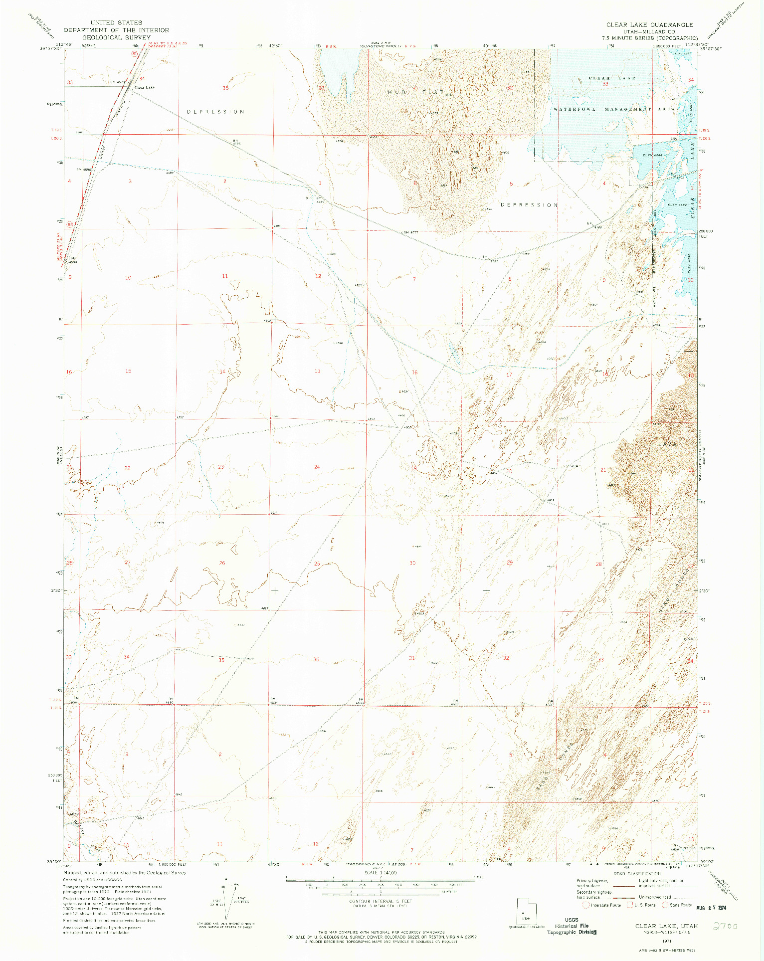 USGS 1:24000-SCALE QUADRANGLE FOR CLEAR LAKE, UT 1971