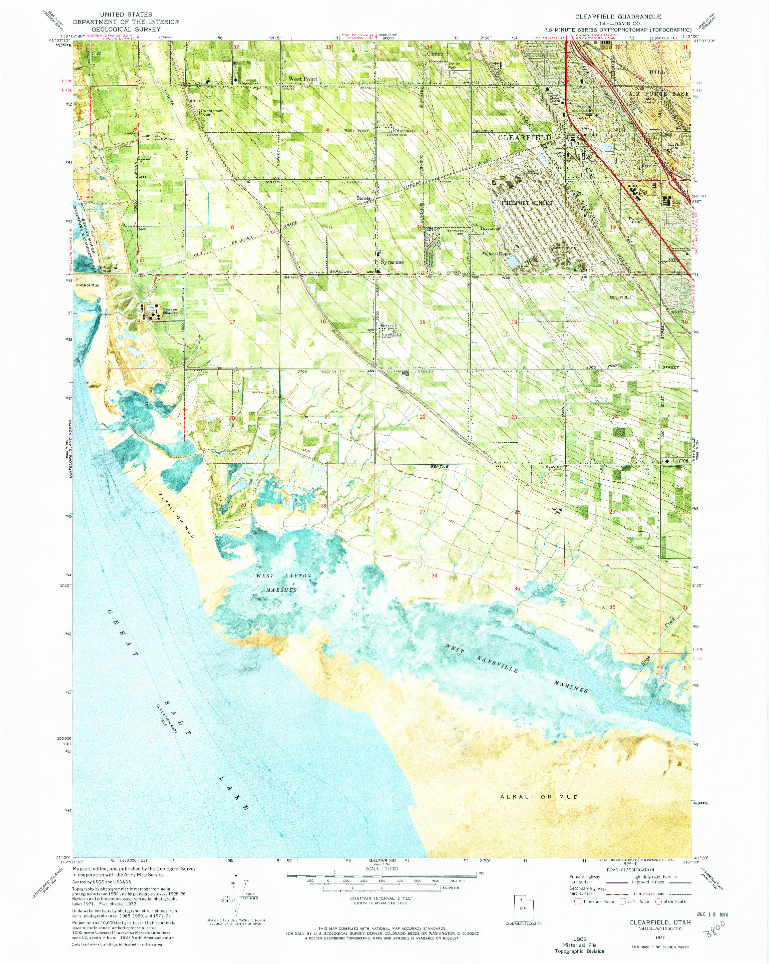 USGS 1:24000-SCALE QUADRANGLE FOR CLEARFIELD, UT 1972