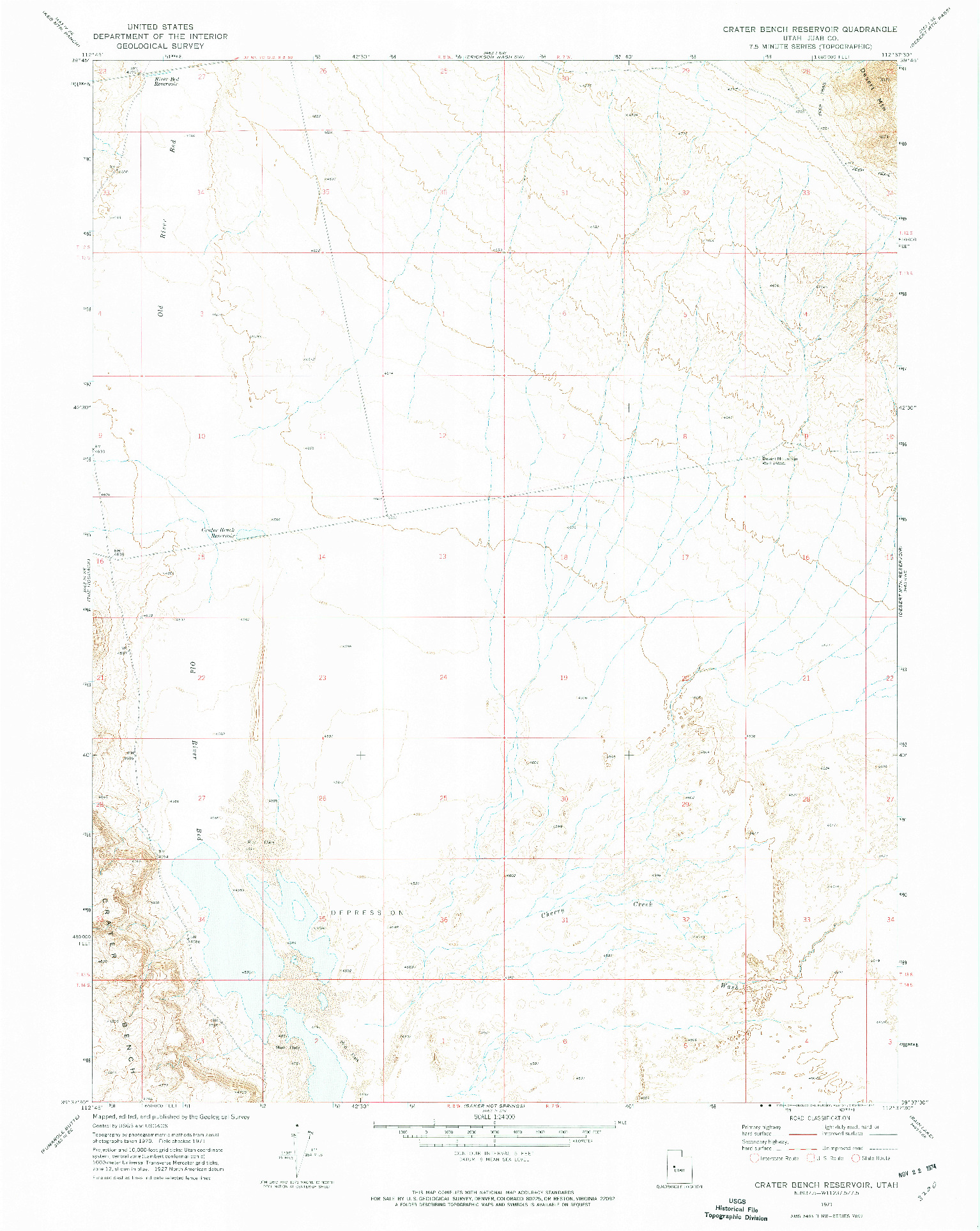 USGS 1:24000-SCALE QUADRANGLE FOR CRATER BENCH RESERVOIR, UT 1971
