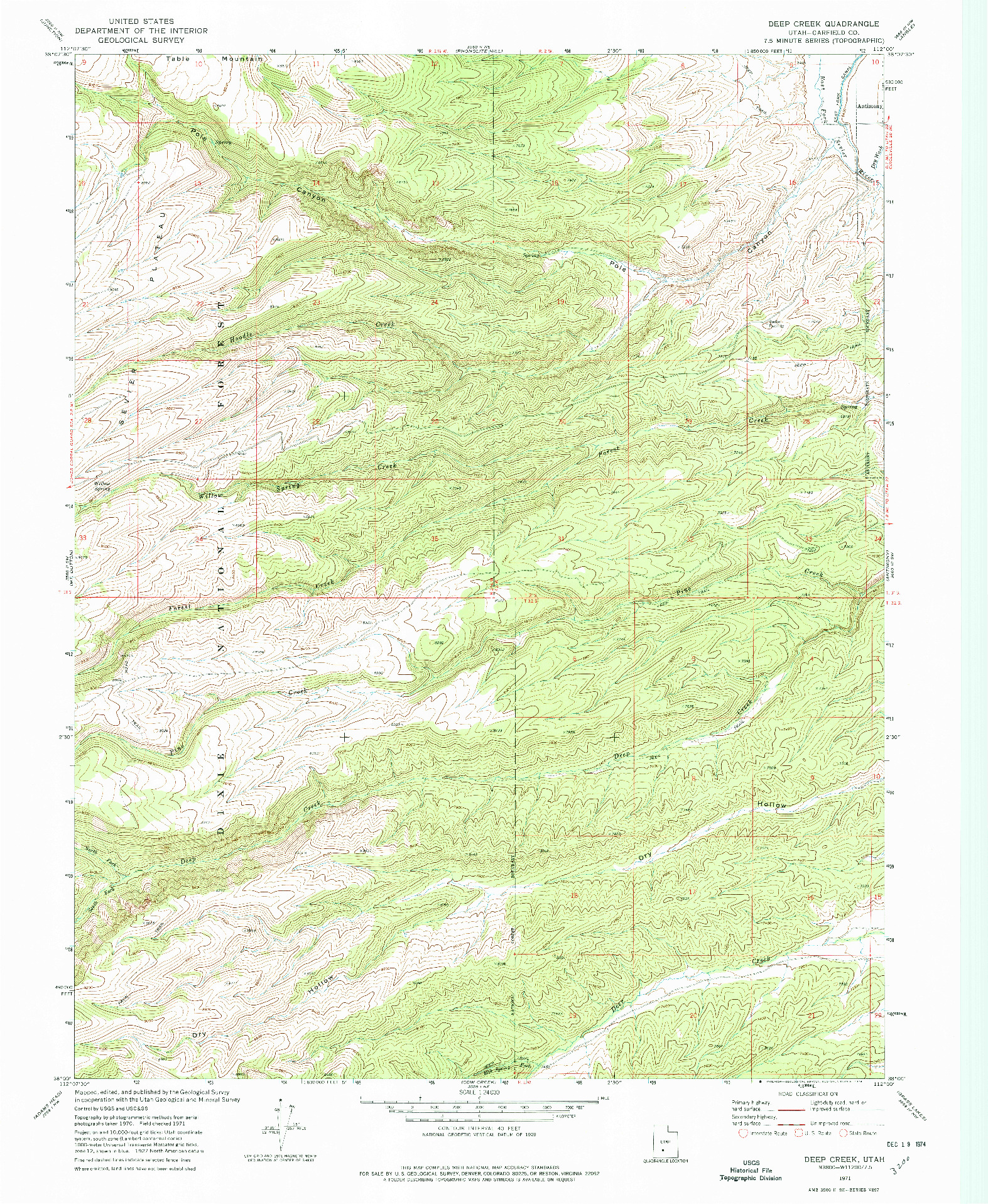 USGS 1:24000-SCALE QUADRANGLE FOR DEEP CREEK, UT 1971