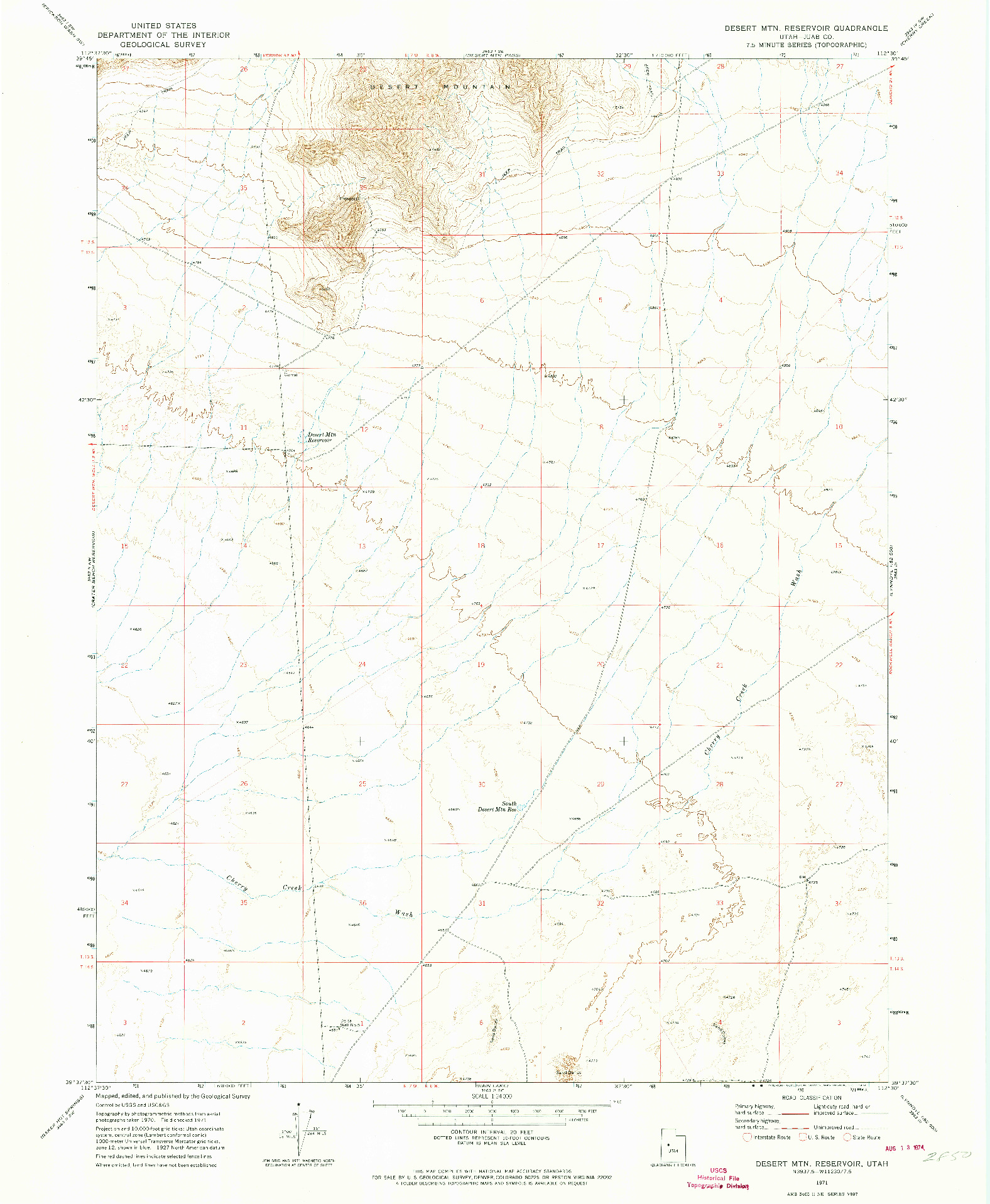 USGS 1:24000-SCALE QUADRANGLE FOR DESERT MTN RESERVOIR, UT 1971
