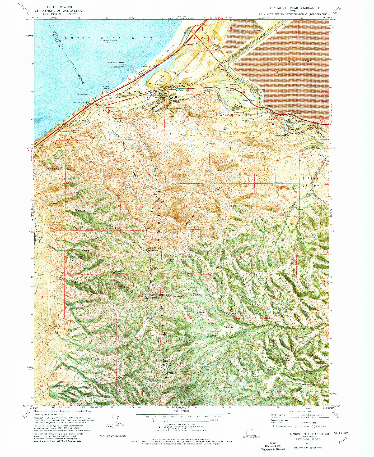 USGS 1:24000-SCALE QUADRANGLE FOR FARNSWORTH PEAK, UT 1972