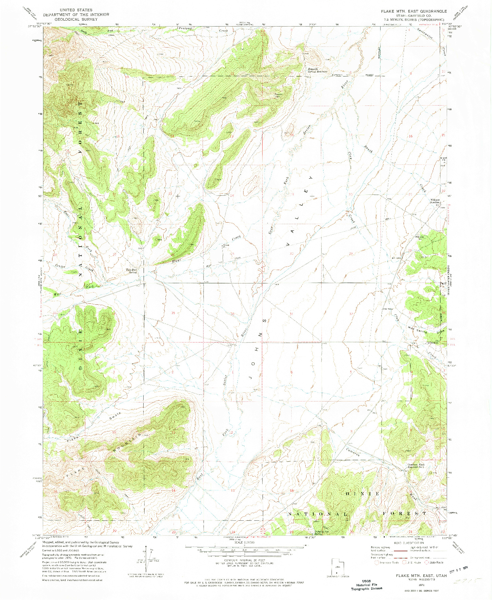 USGS 1:24000-SCALE QUADRANGLE FOR FLAKE MTN EAST, UT 1971