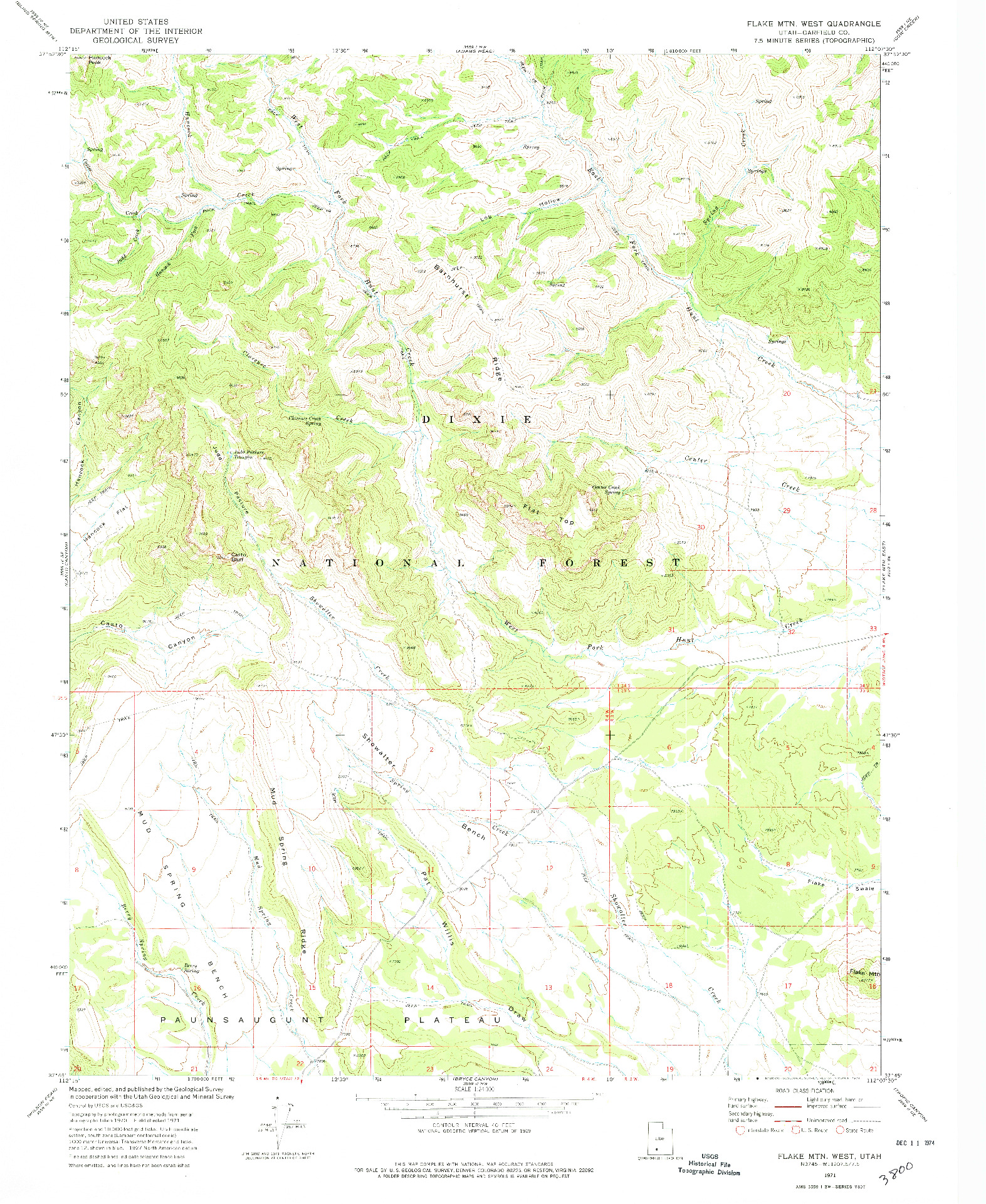 USGS 1:24000-SCALE QUADRANGLE FOR FLAKE MTN WEST, UT 1971