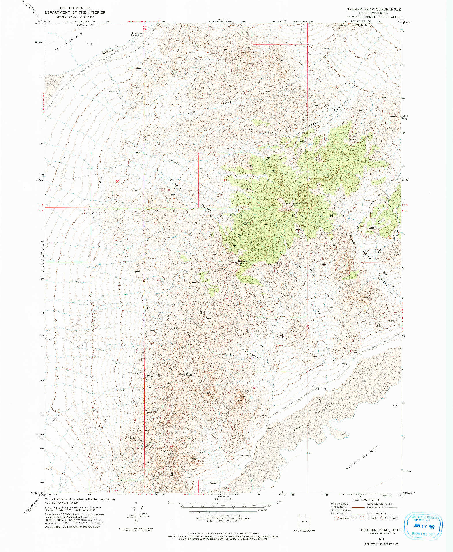 USGS 1:24000-SCALE QUADRANGLE FOR GRAHAM PEAK, UT 1971