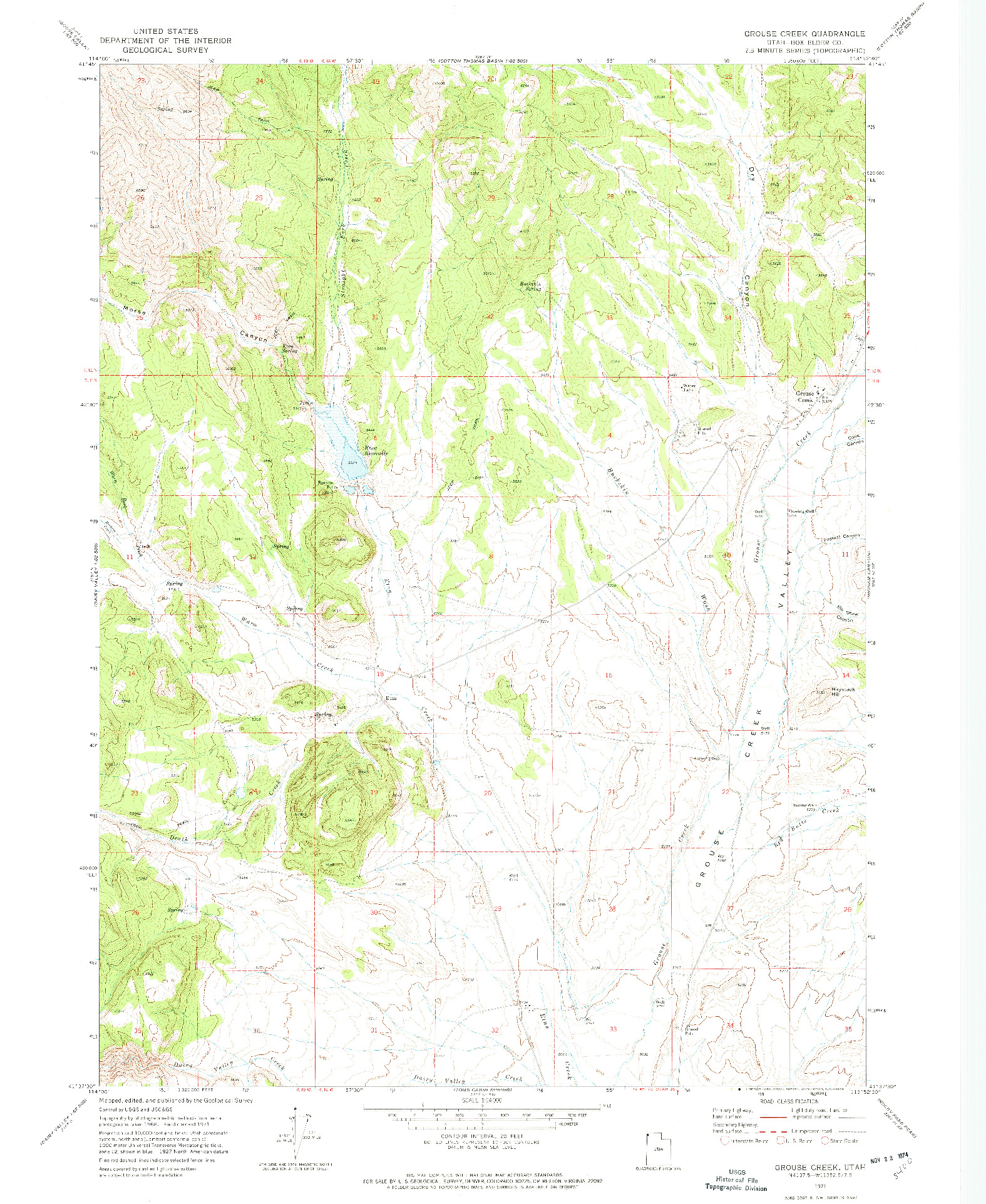 USGS 1:24000-SCALE QUADRANGLE FOR GROUSE CREEK, UT 1971