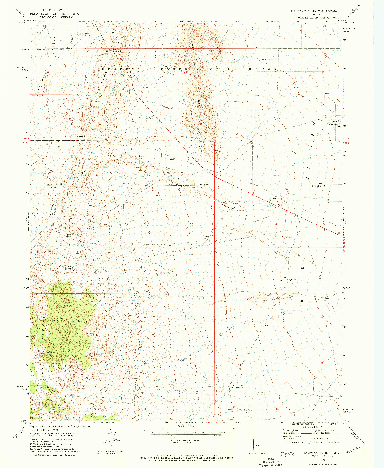 USGS 1:24000-SCALE QUADRANGLE FOR HALFWAY SUMMIT, UT 1971