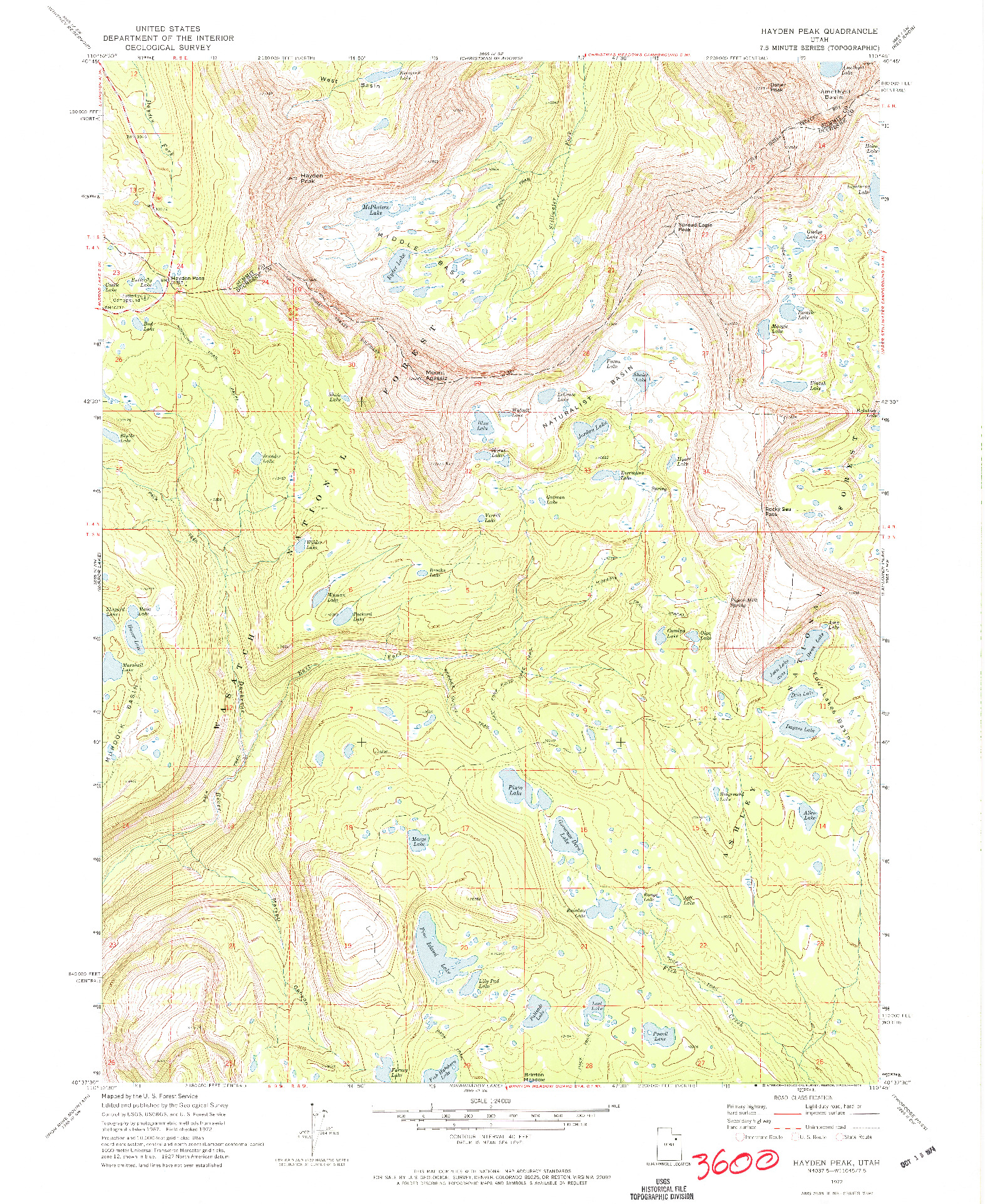 USGS 1:24000-SCALE QUADRANGLE FOR HAYDEN PEAK, UT 1972