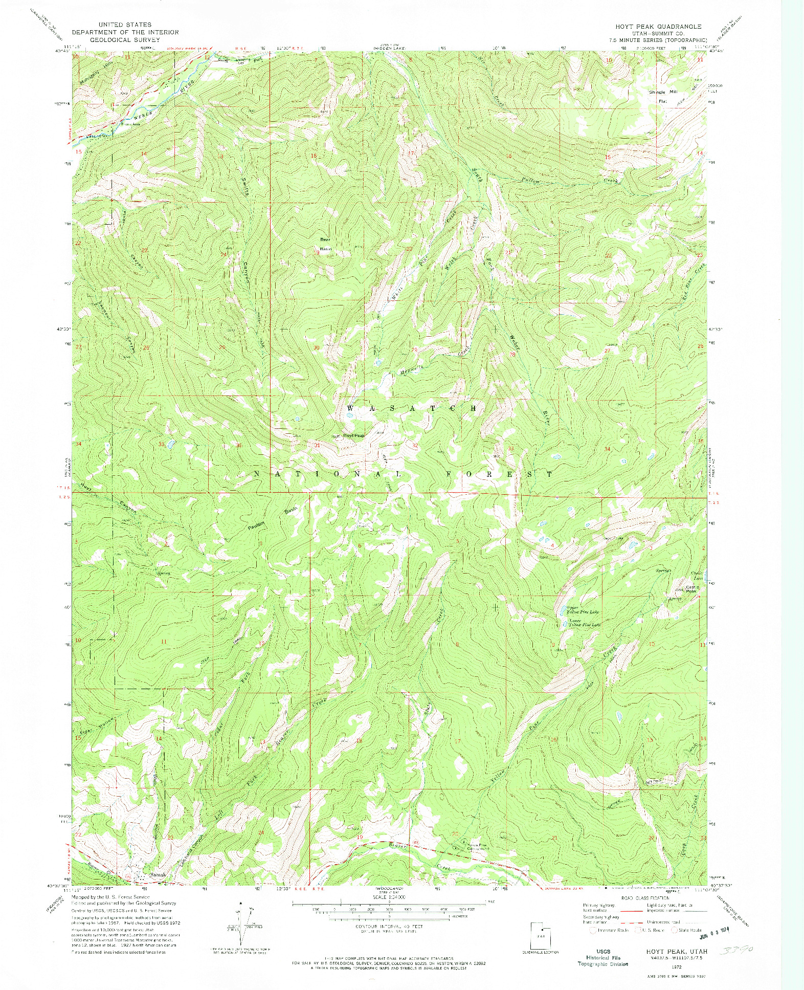 USGS 1:24000-SCALE QUADRANGLE FOR HOYT PEAK, UT 1972