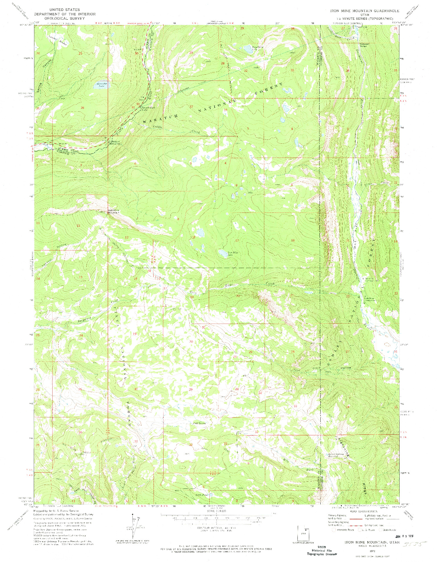 USGS 1:24000-SCALE QUADRANGLE FOR IRON MINE MOUNTAIN, UT 1972