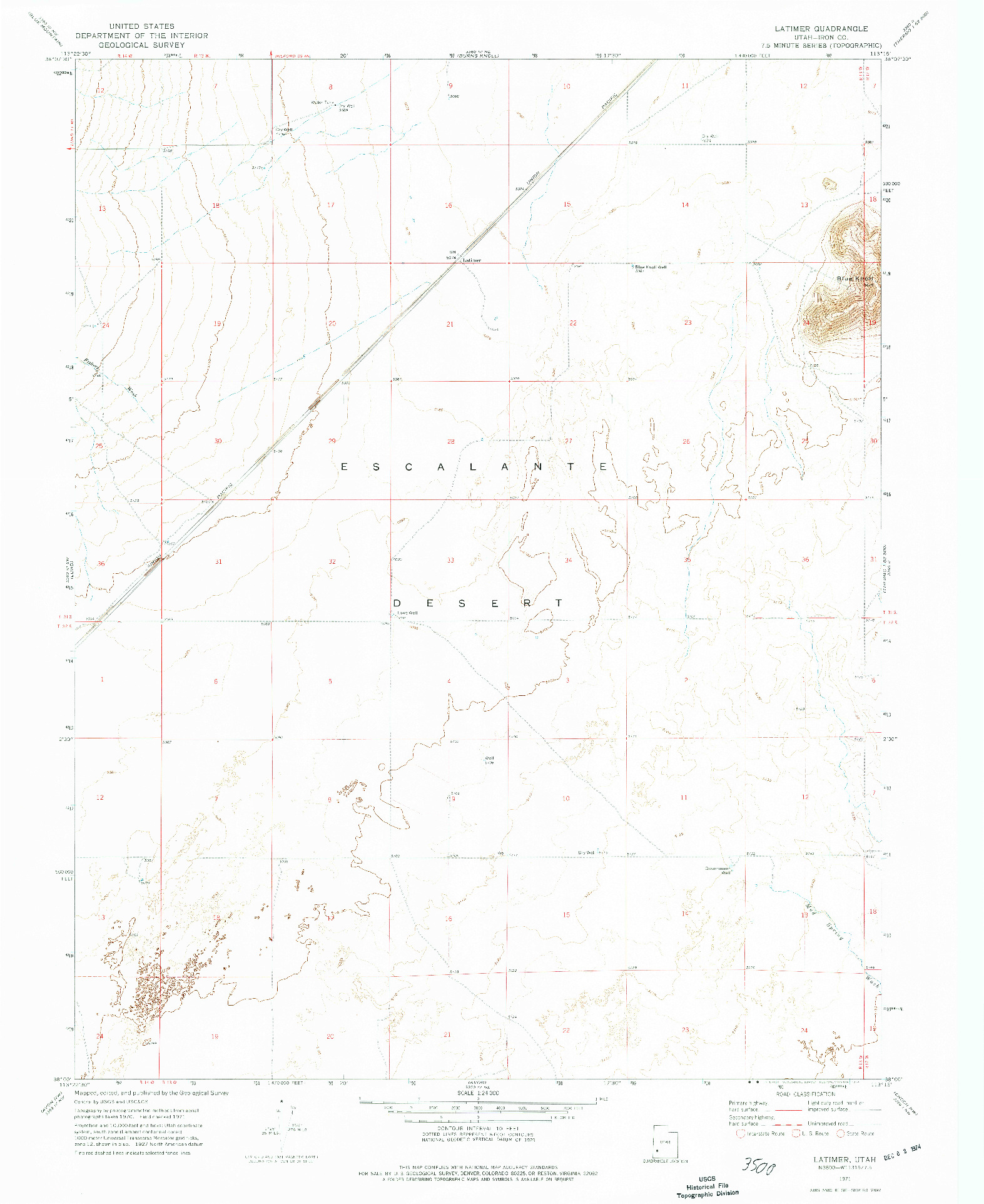 USGS 1:24000-SCALE QUADRANGLE FOR LATIMER, UT 1971