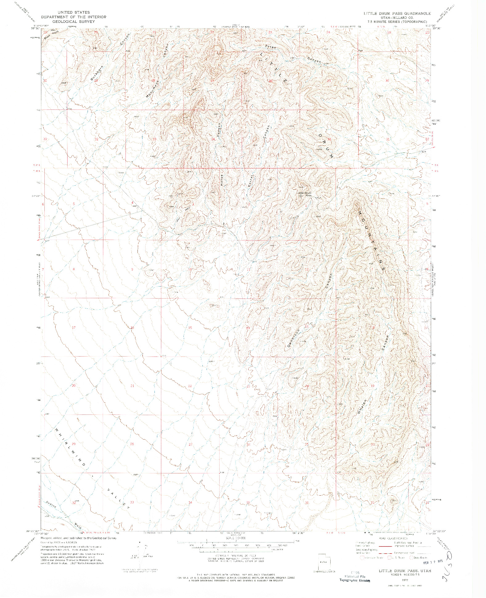 USGS 1:24000-SCALE QUADRANGLE FOR LITTLE DRUM PASS, UT 1972