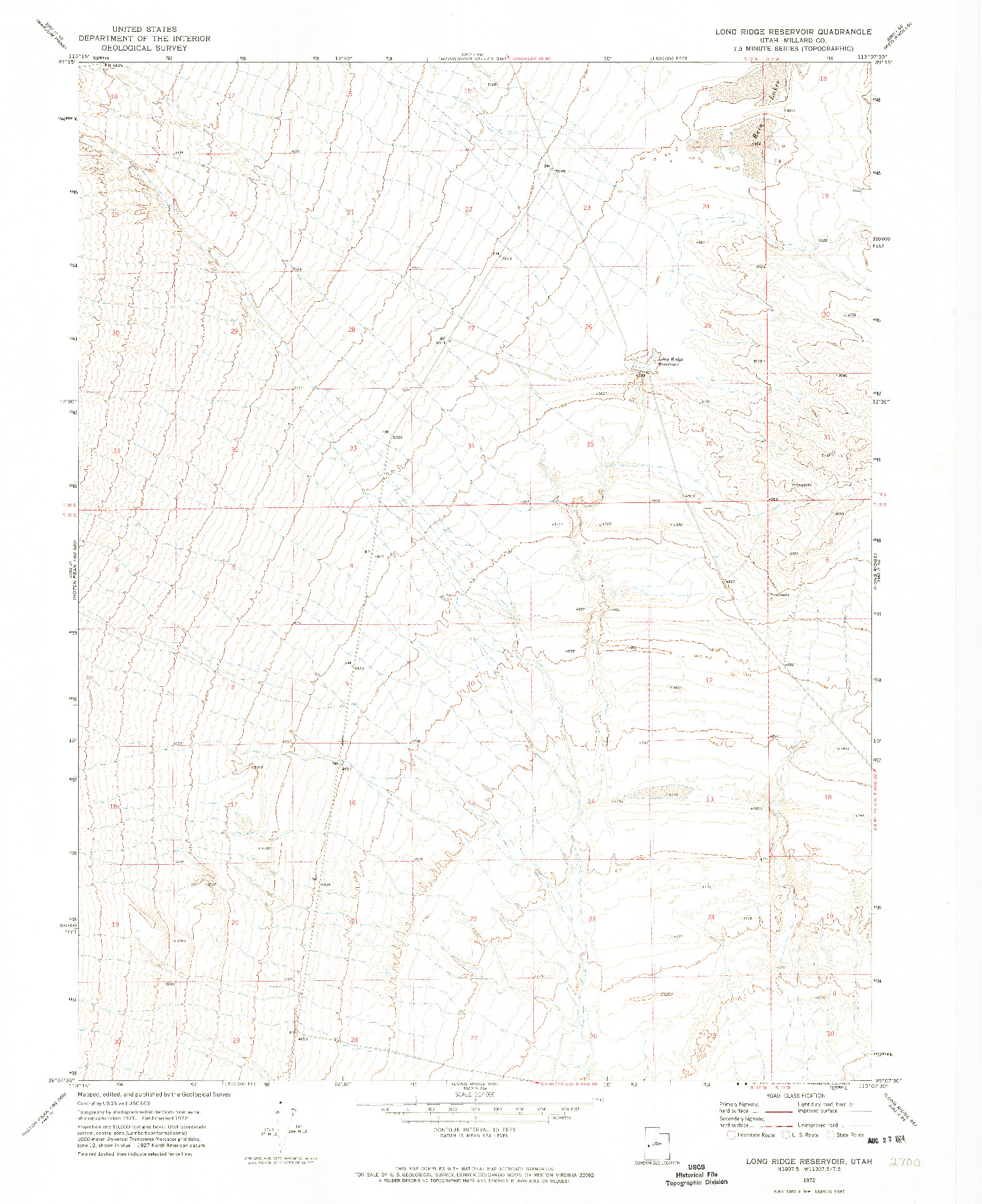 USGS 1:24000-SCALE QUADRANGLE FOR LONG RIDGE RESERVOIR, UT 1972