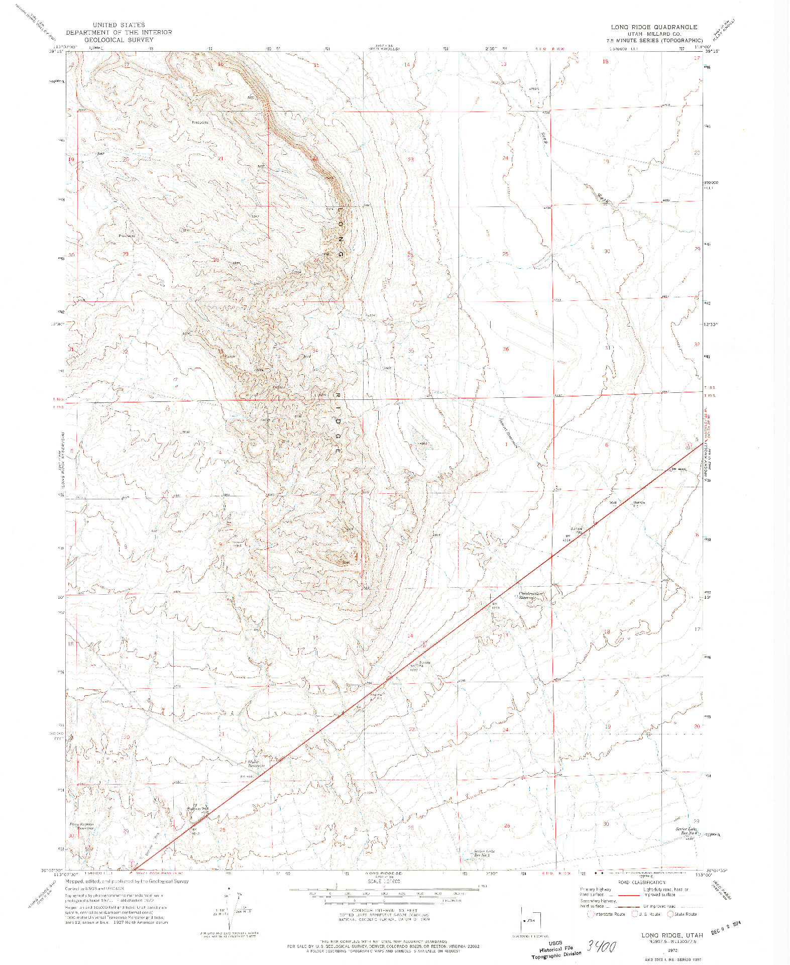 USGS 1:24000-SCALE QUADRANGLE FOR LONG RIDGE, UT 1972