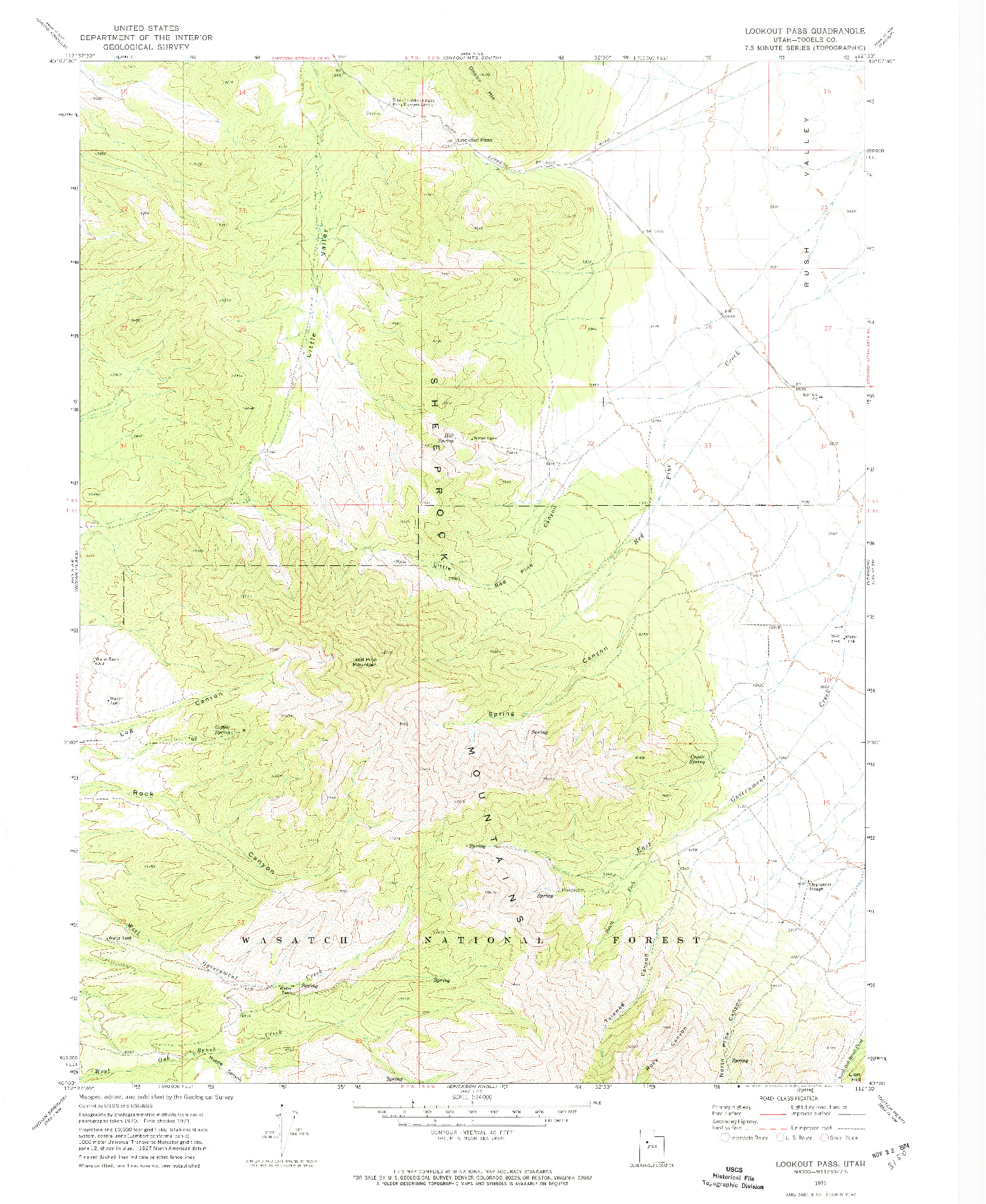 USGS 1:24000-SCALE QUADRANGLE FOR LOOKOUT PASS, UT 1971