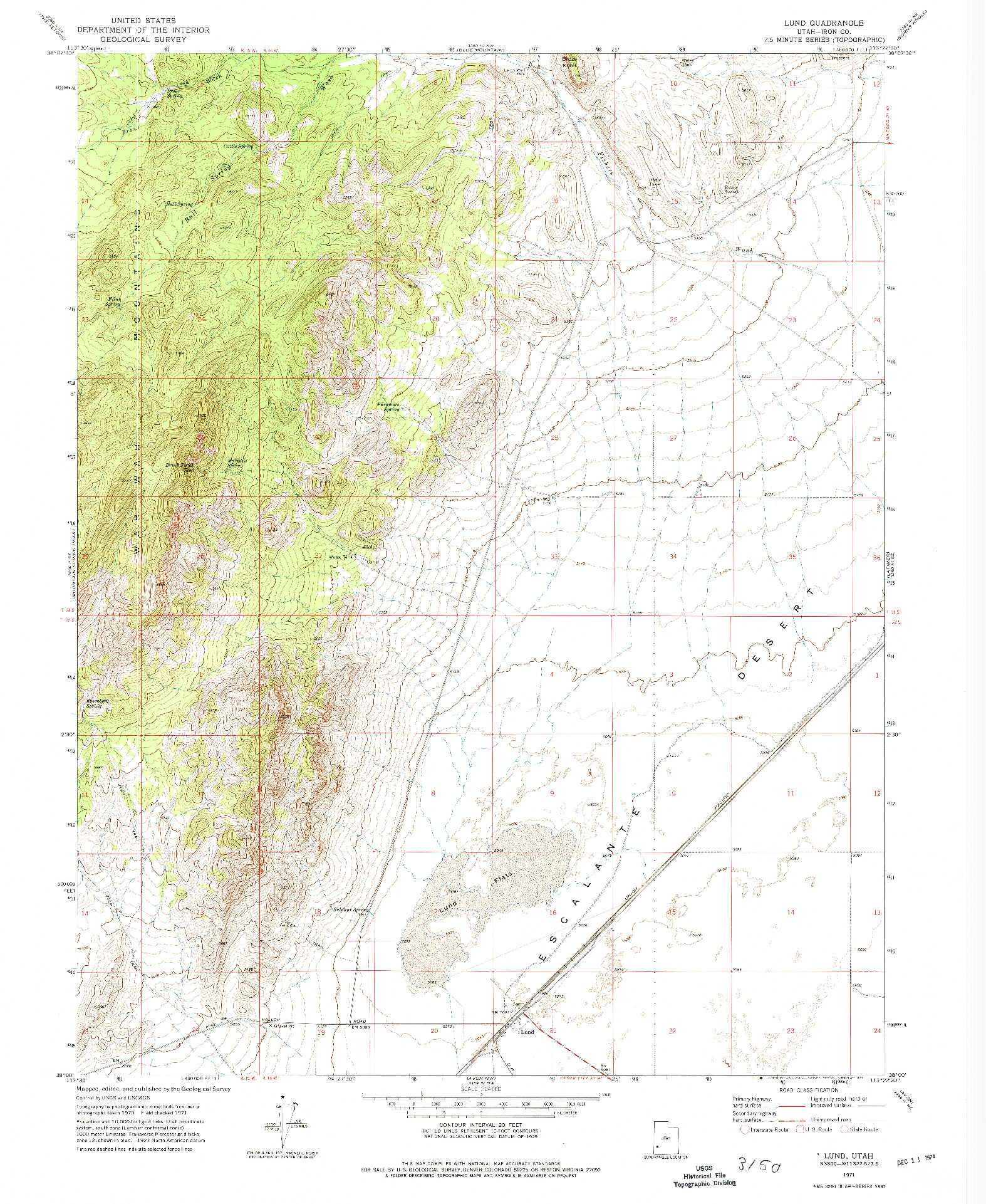 USGS 1:24000-SCALE QUADRANGLE FOR LUND, UT 1971