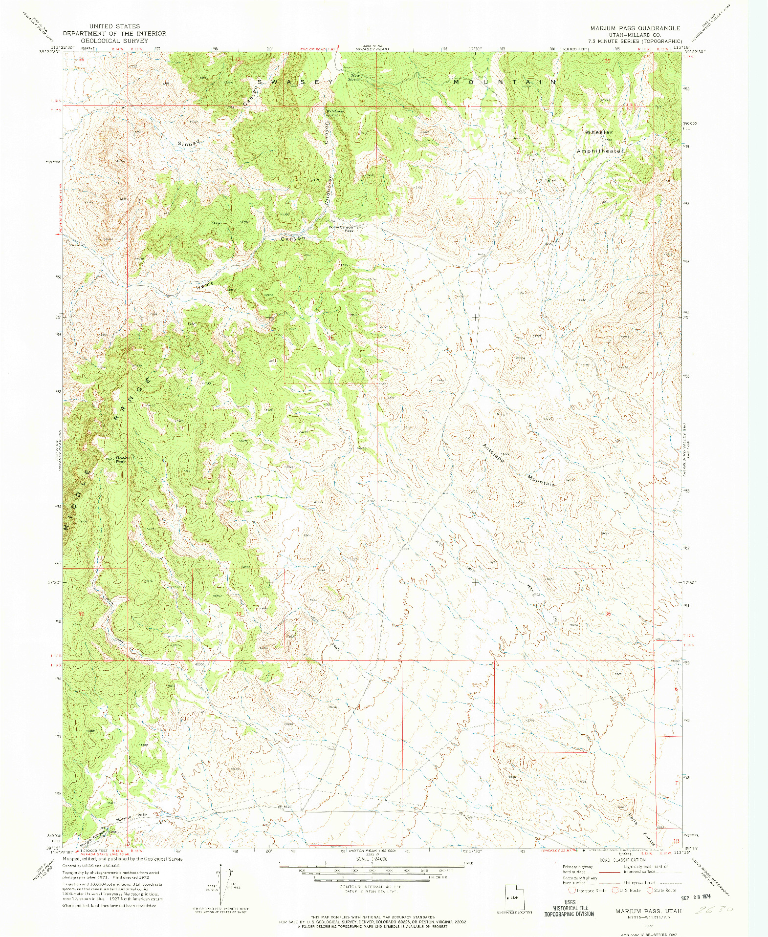 USGS 1:24000-SCALE QUADRANGLE FOR MARJUM PASS, UT 1972