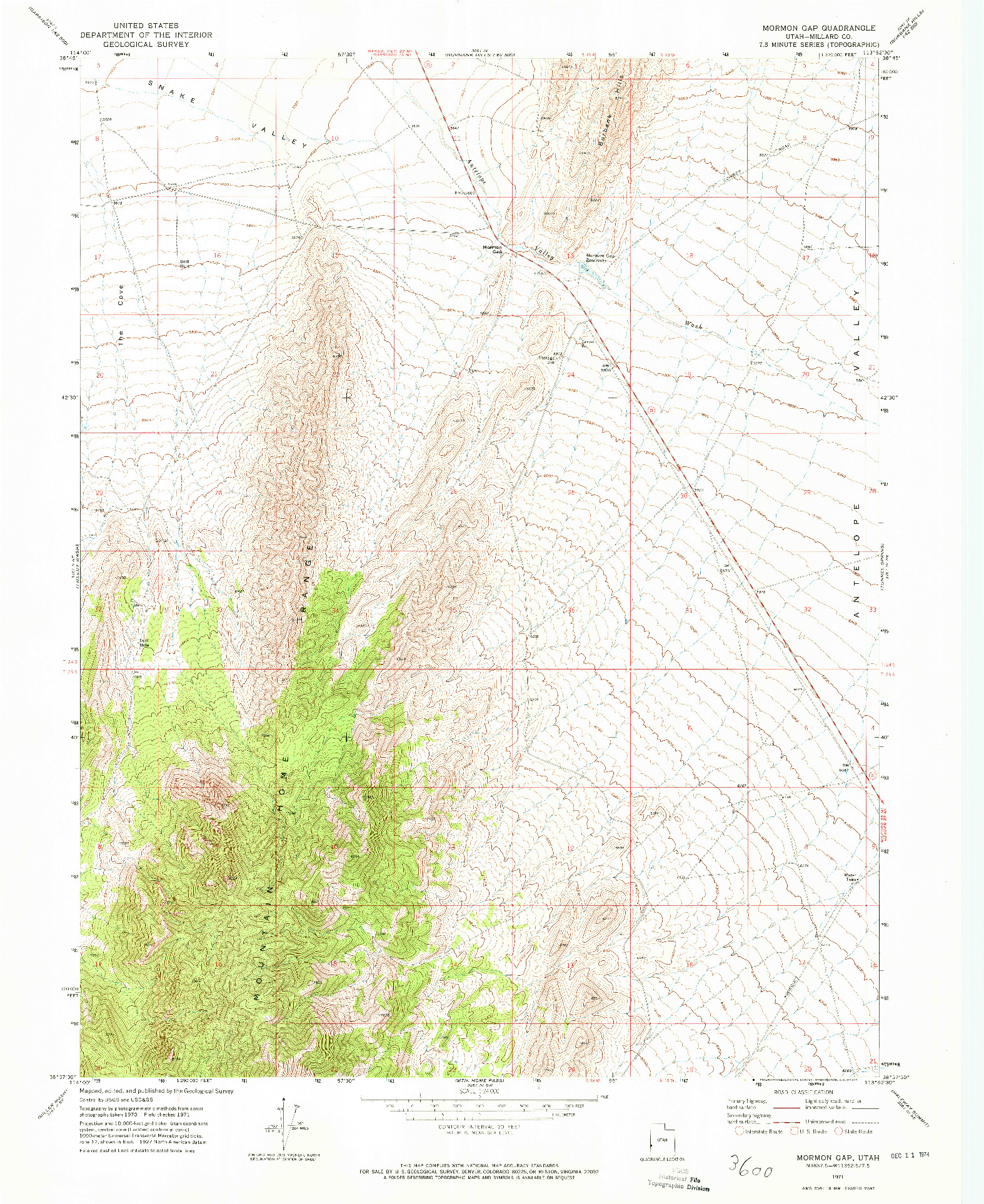 USGS 1:24000-SCALE QUADRANGLE FOR MORMON GAP, UT 1971