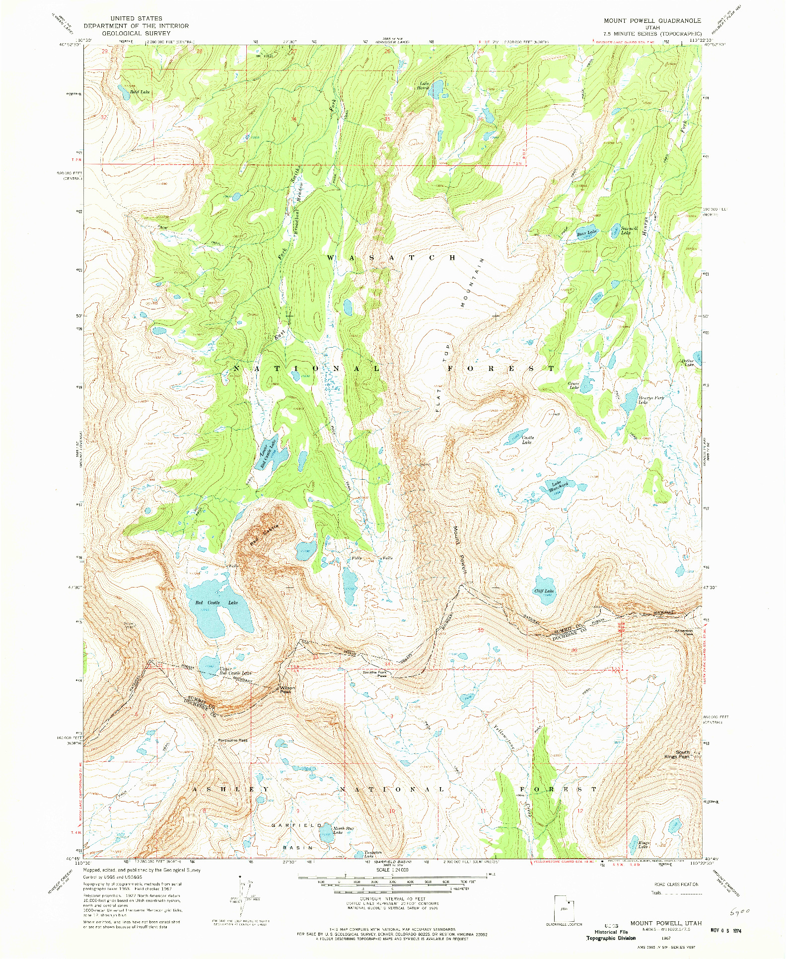 USGS 1:24000-SCALE QUADRANGLE FOR MOUNT POWELL, UT 1967