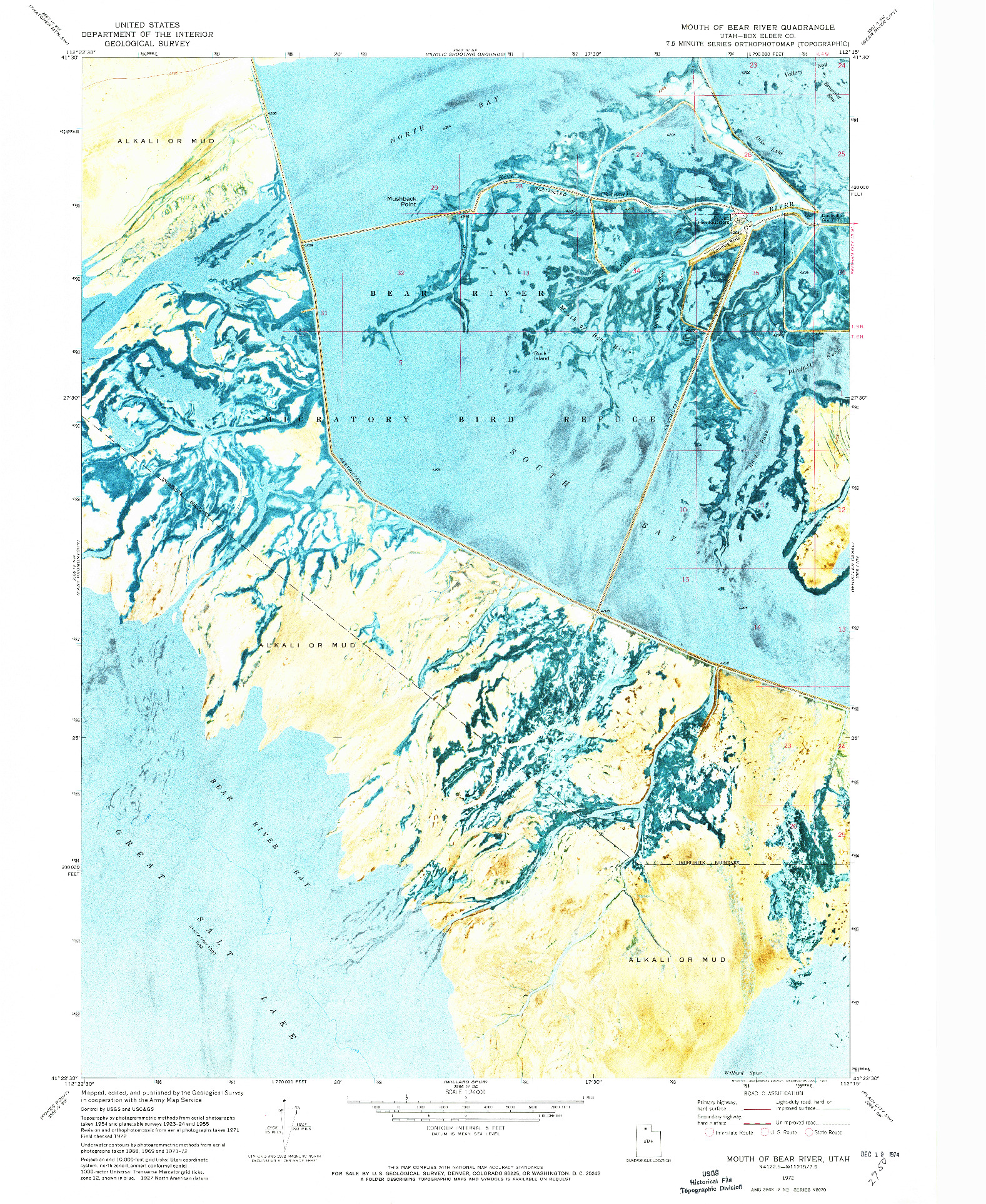 USGS 1:24000-SCALE QUADRANGLE FOR MOUTH OF BEAR RIVER, UT 1972