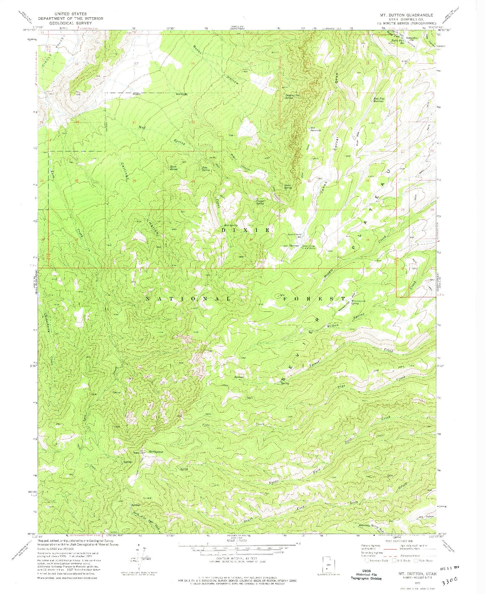 USGS 1:24000-SCALE QUADRANGLE FOR MT. DUTTON, UT 1971
