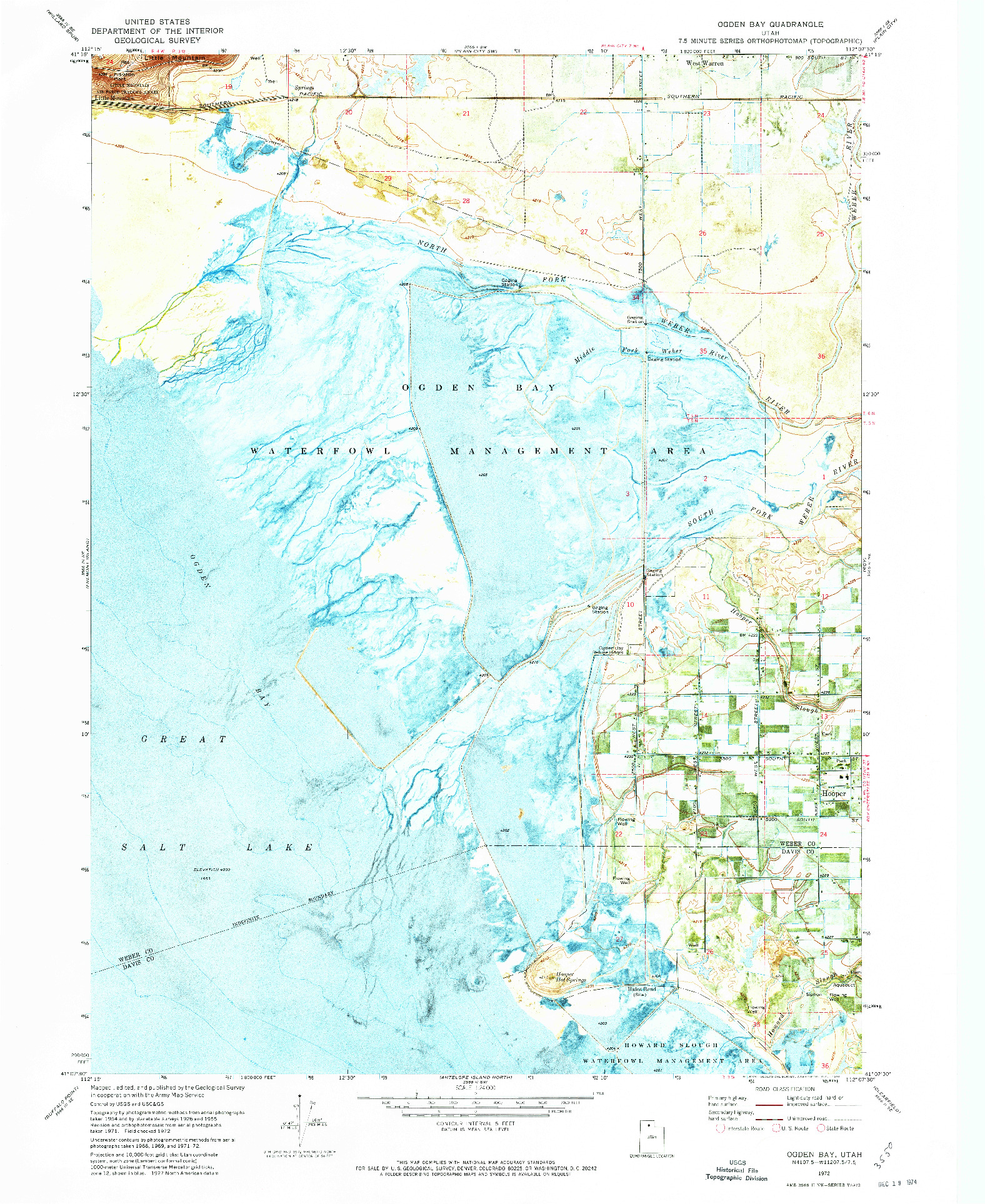 USGS 1:24000-SCALE QUADRANGLE FOR OGDEN BAY, UT 1972