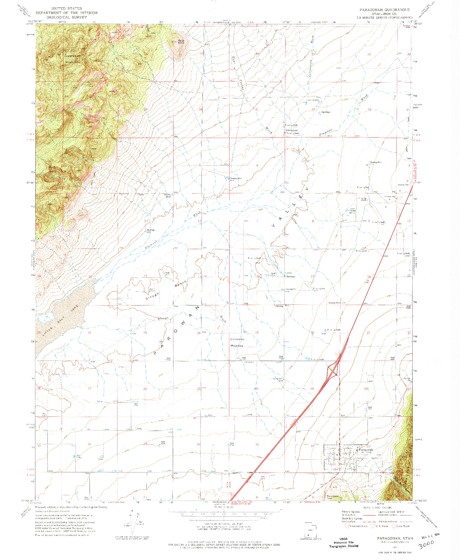USGS 1:24000-SCALE QUADRANGLE FOR PARAGONAH, UT 1971