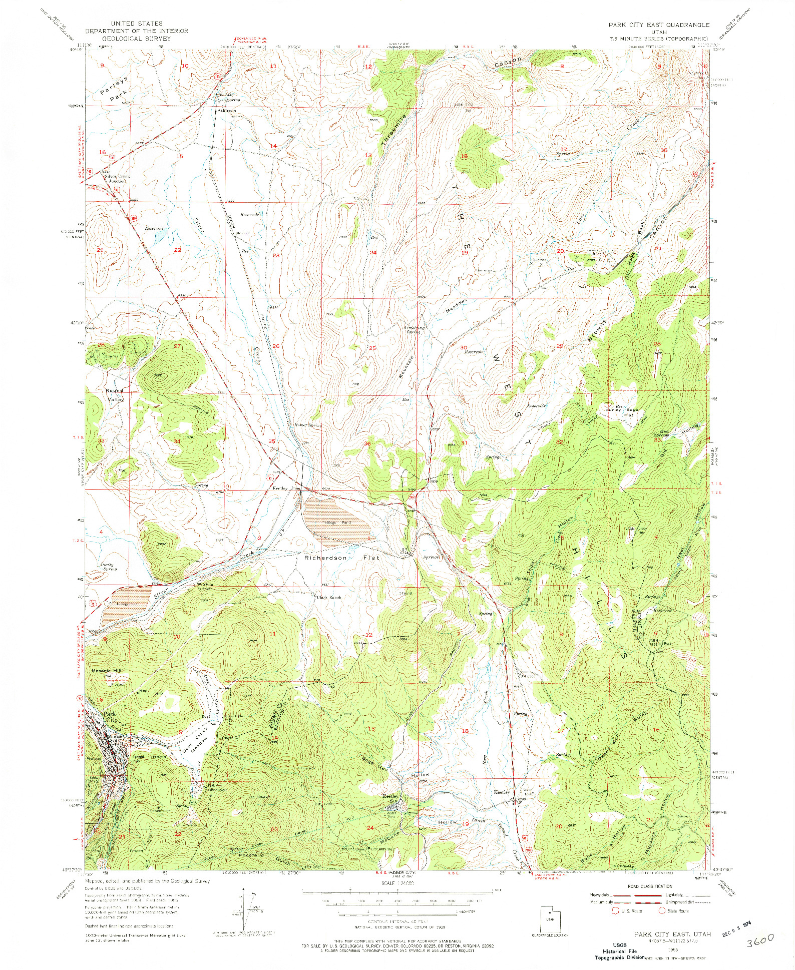 USGS 1:24000-SCALE QUADRANGLE FOR PARK CITY EAST, UT 1955