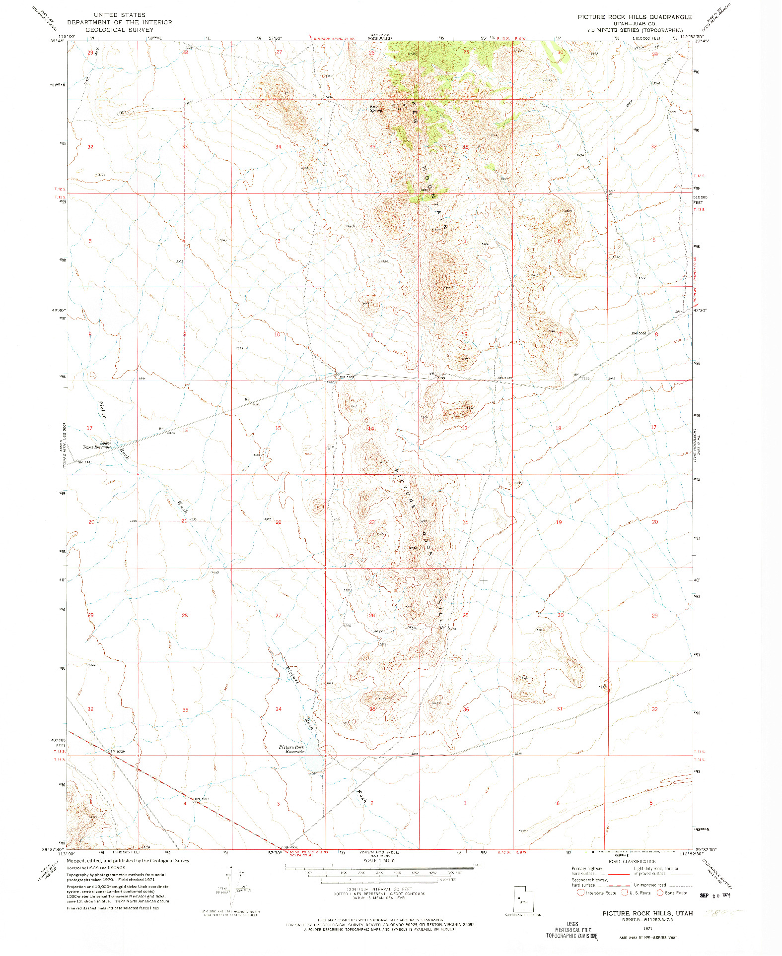 USGS 1:24000-SCALE QUADRANGLE FOR PICTURE ROCK HILLS, UT 1971