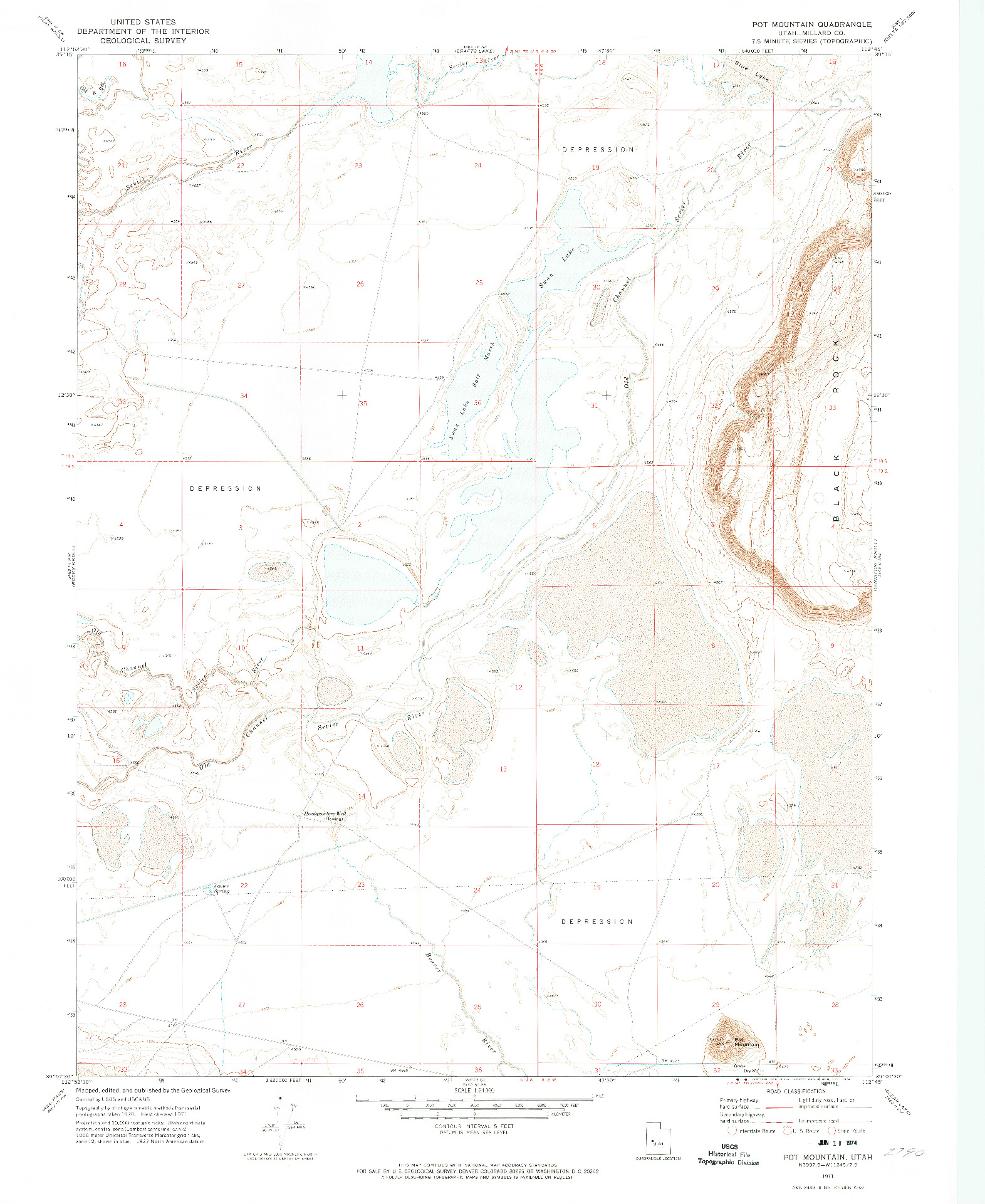 USGS 1:24000-SCALE QUADRANGLE FOR POT MOUNTAIN, UT 1971