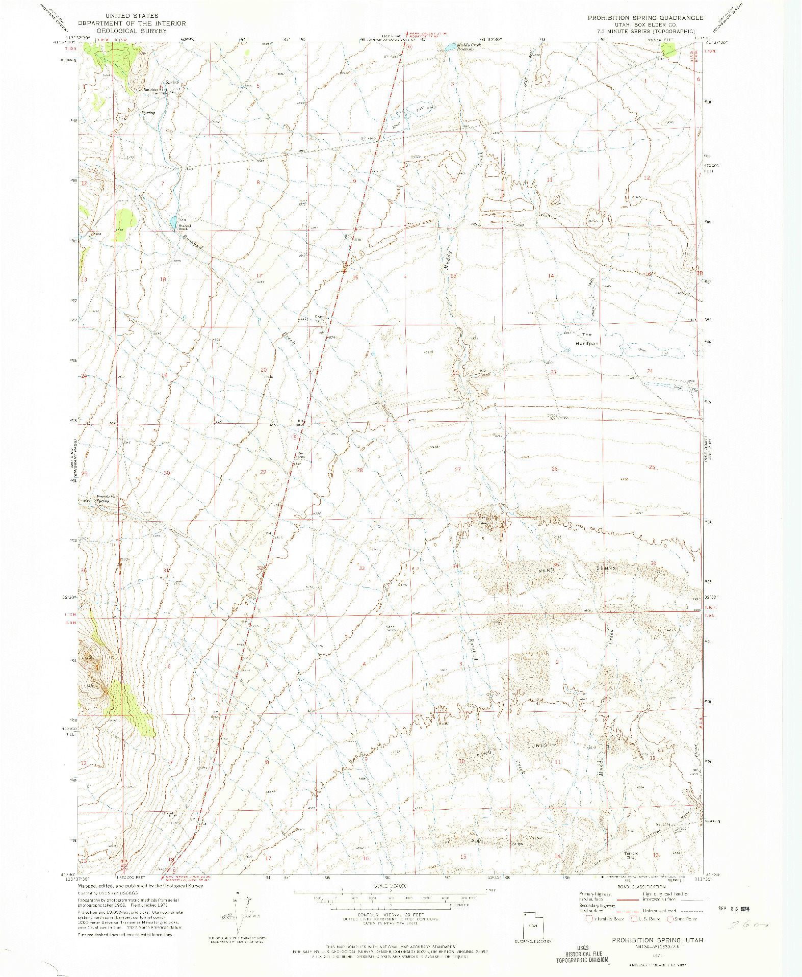 USGS 1:24000-SCALE QUADRANGLE FOR PROHIBITION SPRING, UT 1971