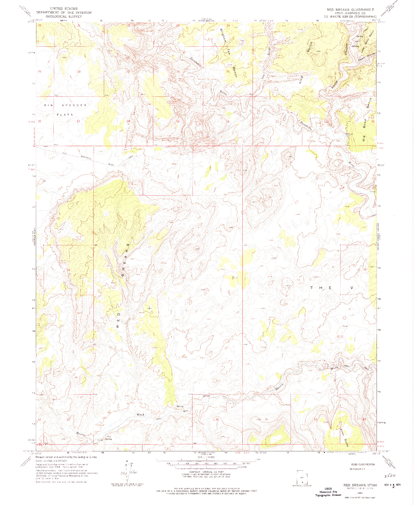 USGS 1:24000-SCALE QUADRANGLE FOR RED BREAKS, UT 1964