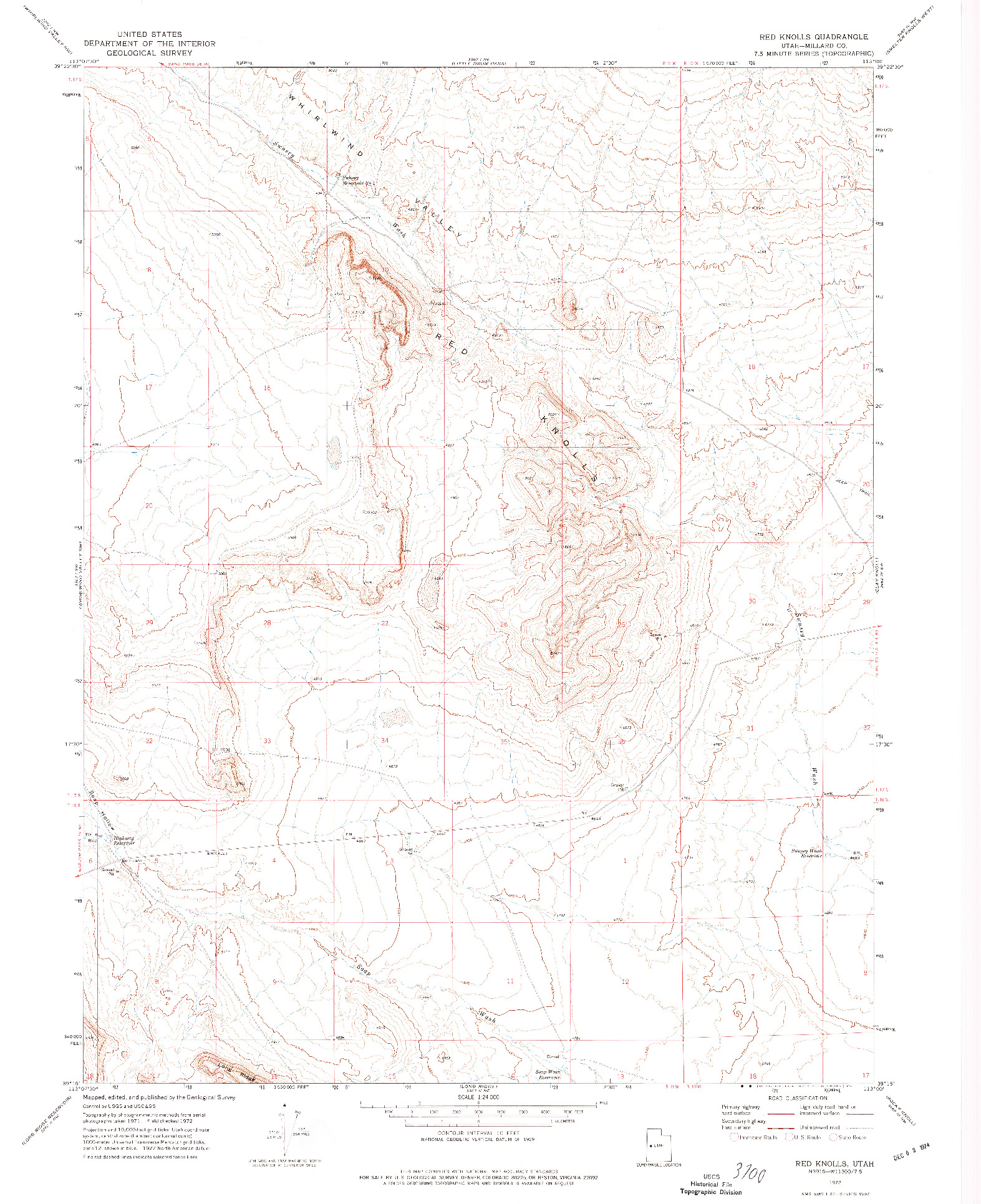 USGS 1:24000-SCALE QUADRANGLE FOR RED KNOLLS, UT 1972