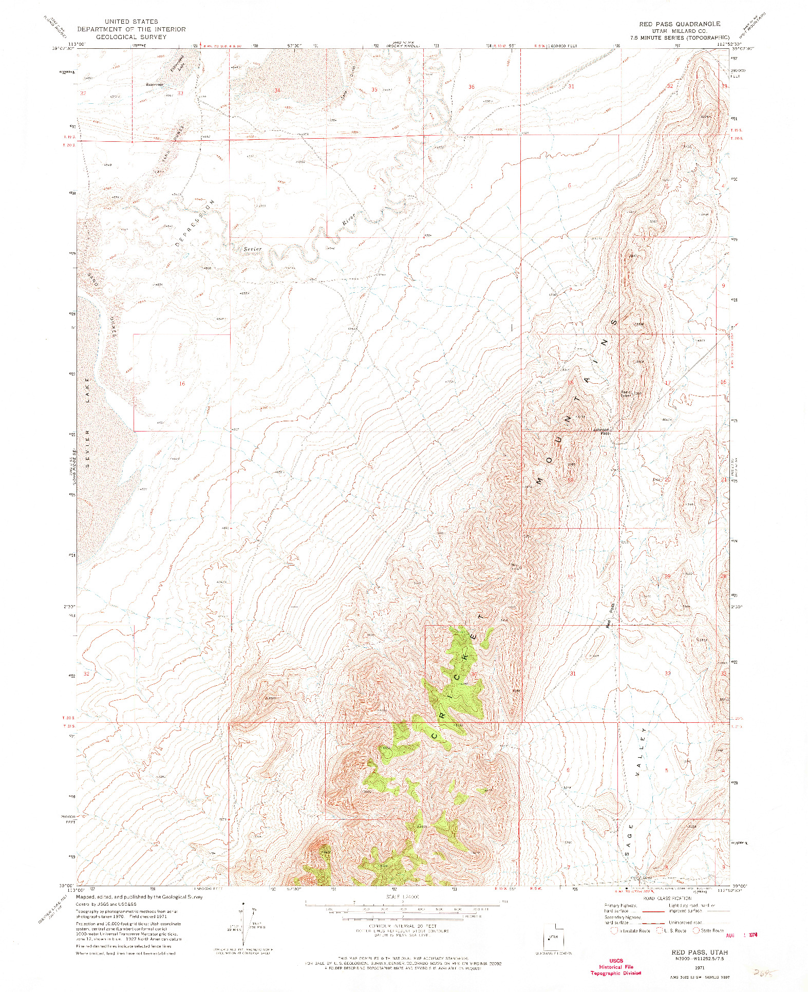 USGS 1:24000-SCALE QUADRANGLE FOR RED PASS, UT 1971