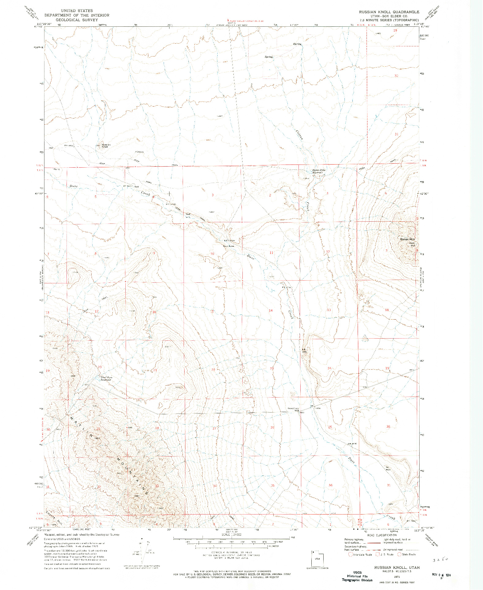 USGS 1:24000-SCALE QUADRANGLE FOR RUSSIAN KNOLL, UT 1971