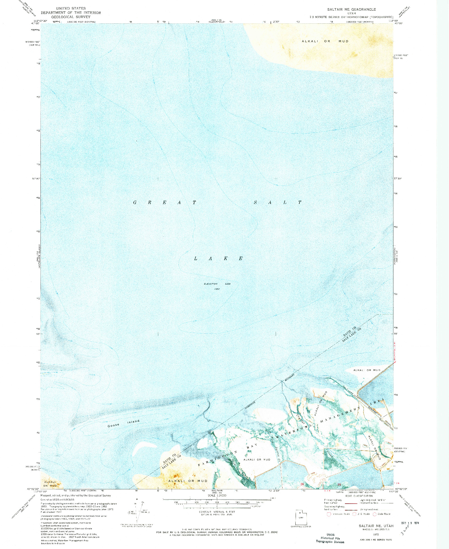 USGS 1:24000-SCALE QUADRANGLE FOR SALTAIR NE, UT 1972