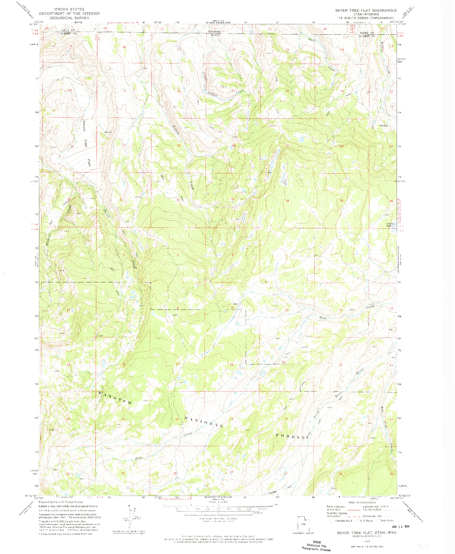USGS 1:24000-SCALE QUADRANGLE FOR SEVEN TREE FLAT, UT 1972