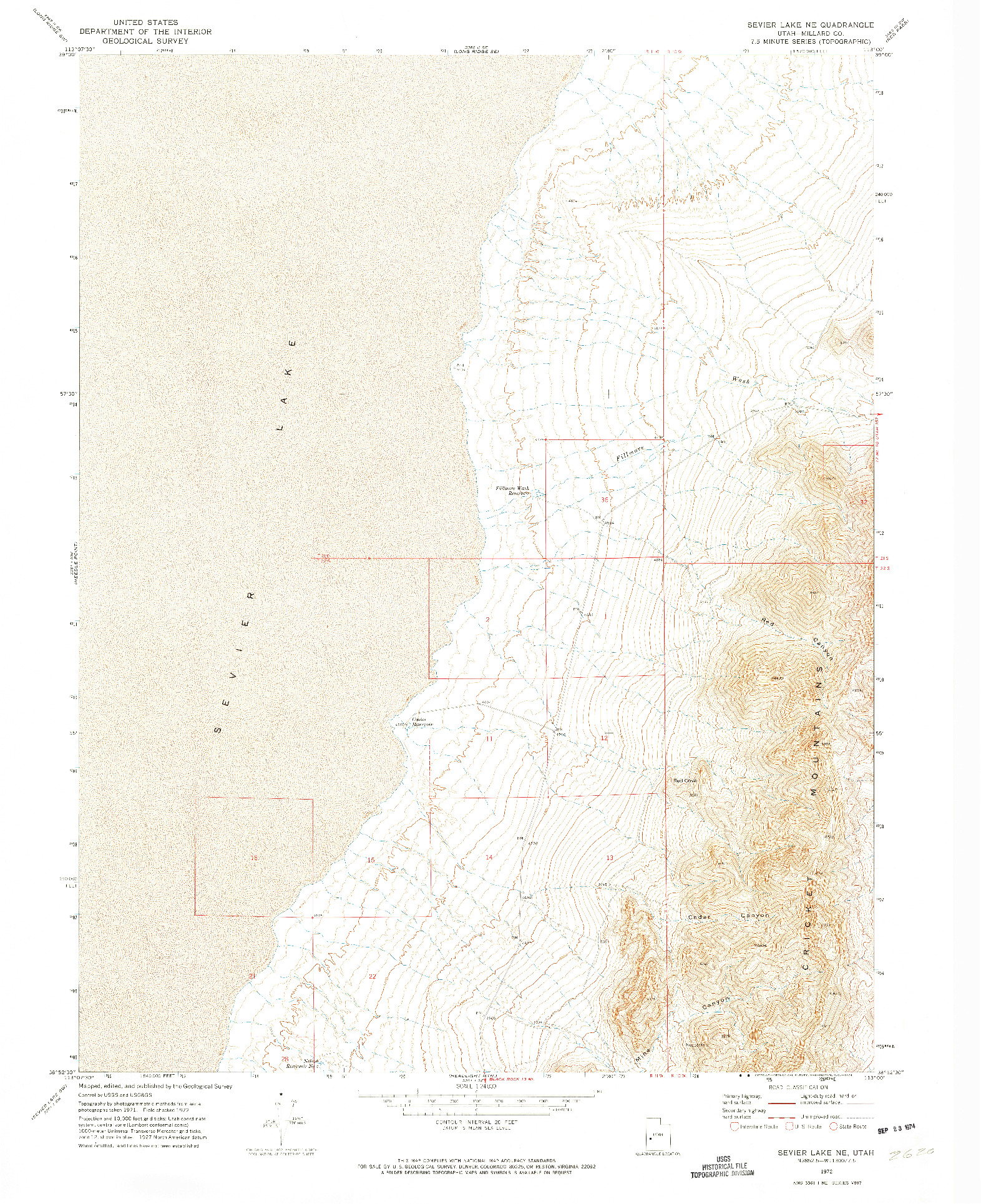 USGS 1:24000-SCALE QUADRANGLE FOR SEVIER LAKE NE, UT 1972