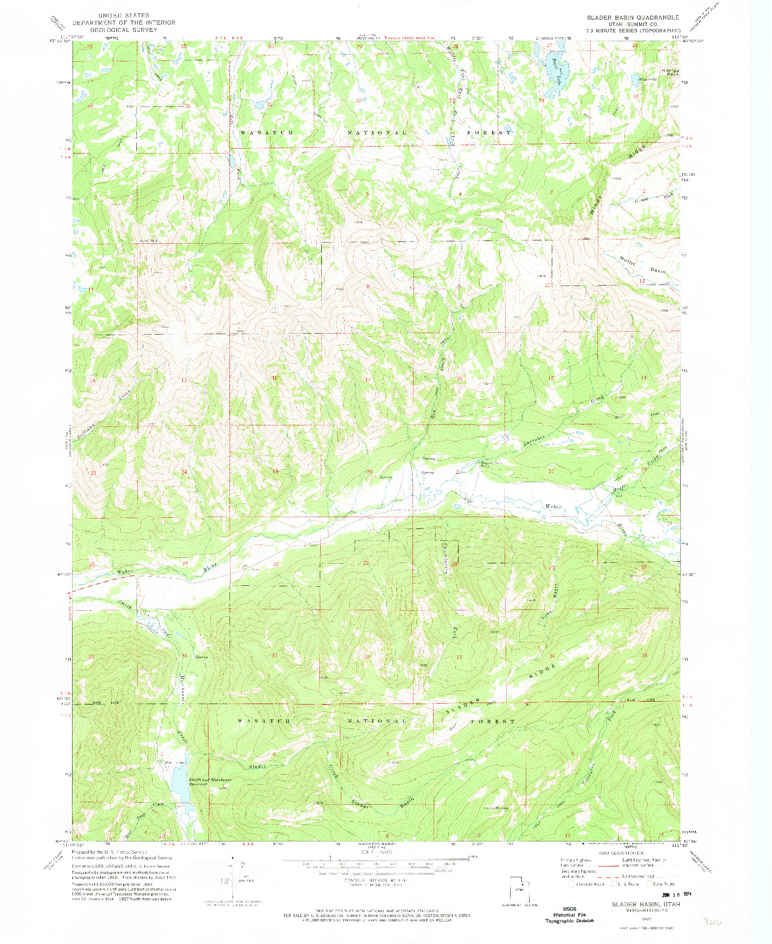 USGS 1:24000-SCALE QUADRANGLE FOR SLADER BASIN, UT 1972