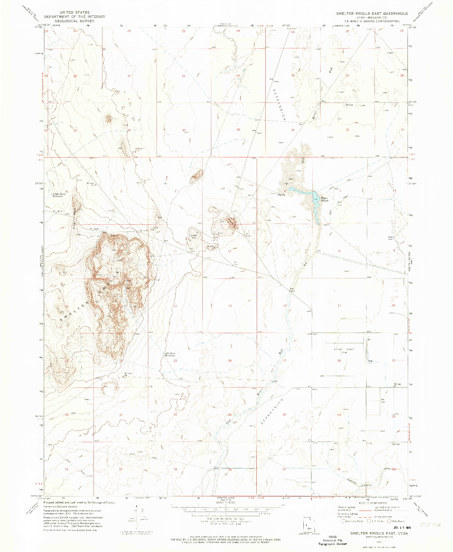 USGS 1:24000-SCALE QUADRANGLE FOR SMELTER KNOLLS EAST, UT 1971