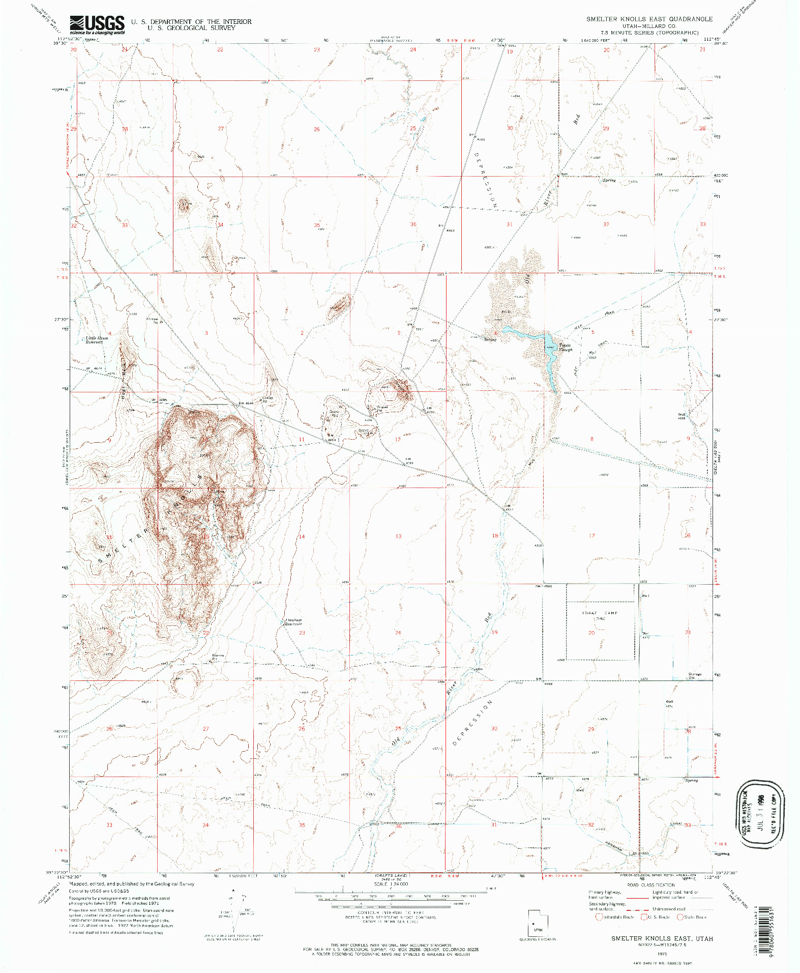 USGS 1:24000-SCALE QUADRANGLE FOR SMELTER KNOLLS EAST, UT 1971