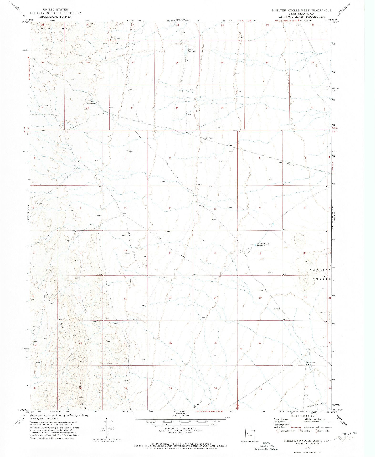 USGS 1:24000-SCALE QUADRANGLE FOR SMELTER KNOLLS WEST, UT 1971