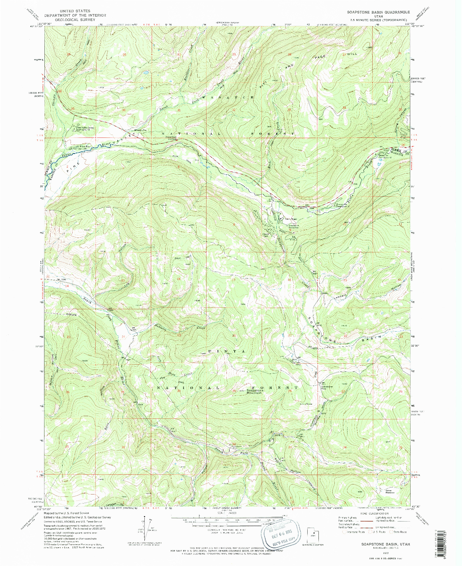 USGS 1:24000-SCALE QUADRANGLE FOR SOAPSTONE BASIN, UT 1972