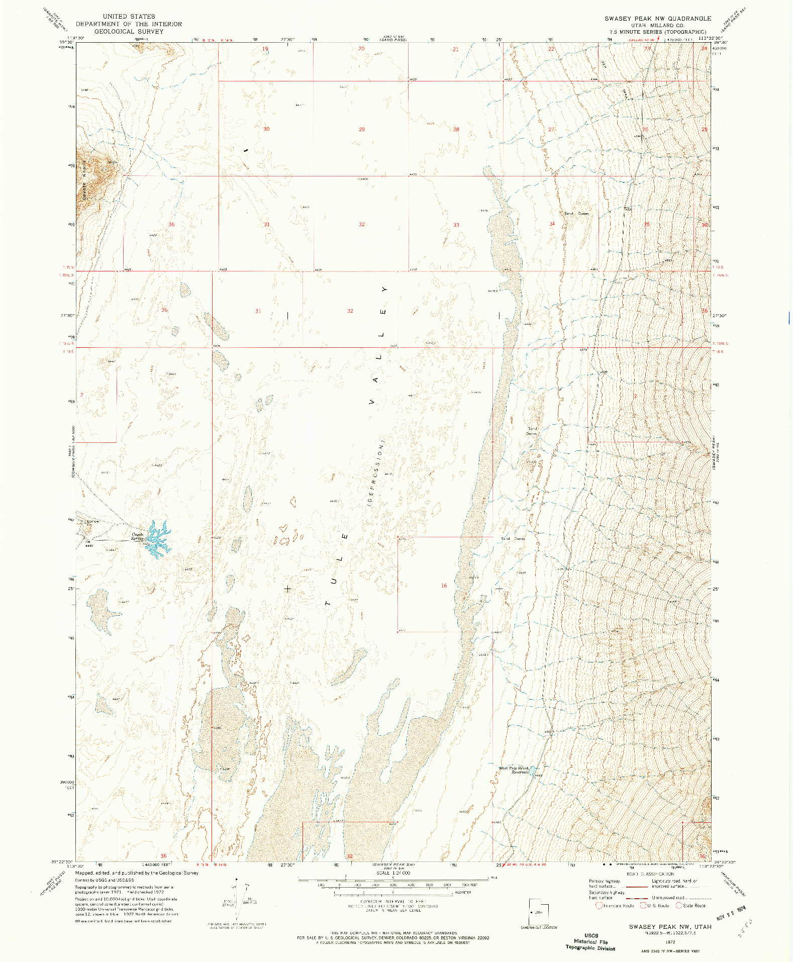 USGS 1:24000-SCALE QUADRANGLE FOR SWASEY PEAK NW, UT 1972